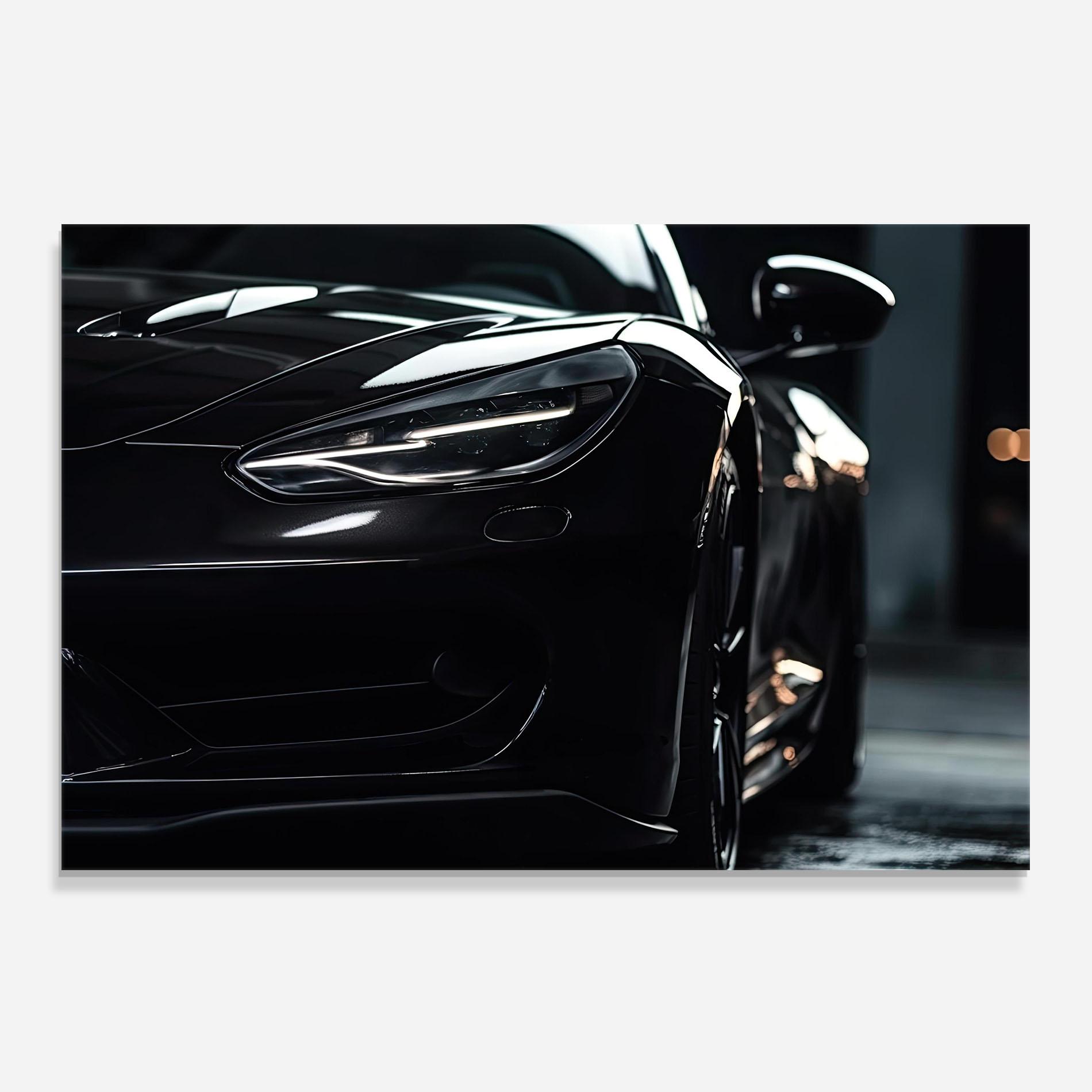 Panou Sticla Bucatarie Black Sports Car mockup 0