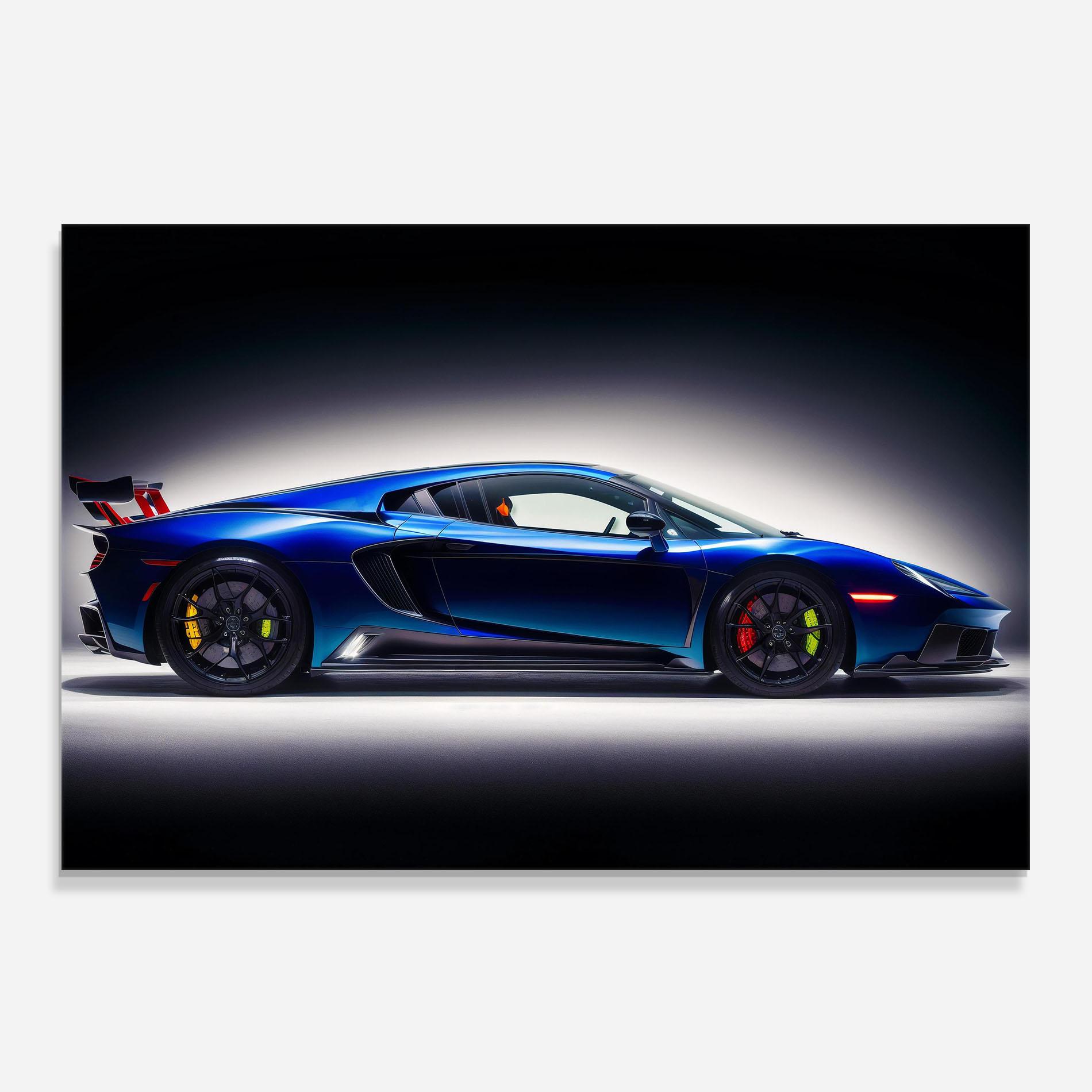 Panou Sticla Bucatarie Blue Hypercar Side mockup 0