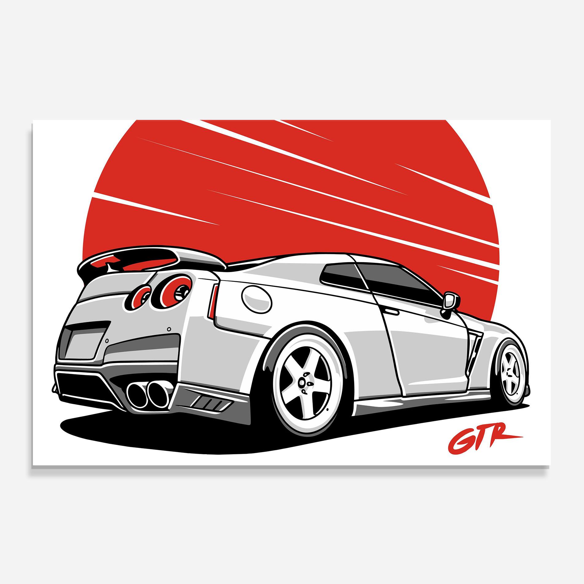 Panou Sticla Bucatarie Grey Gtr Car mockup 0