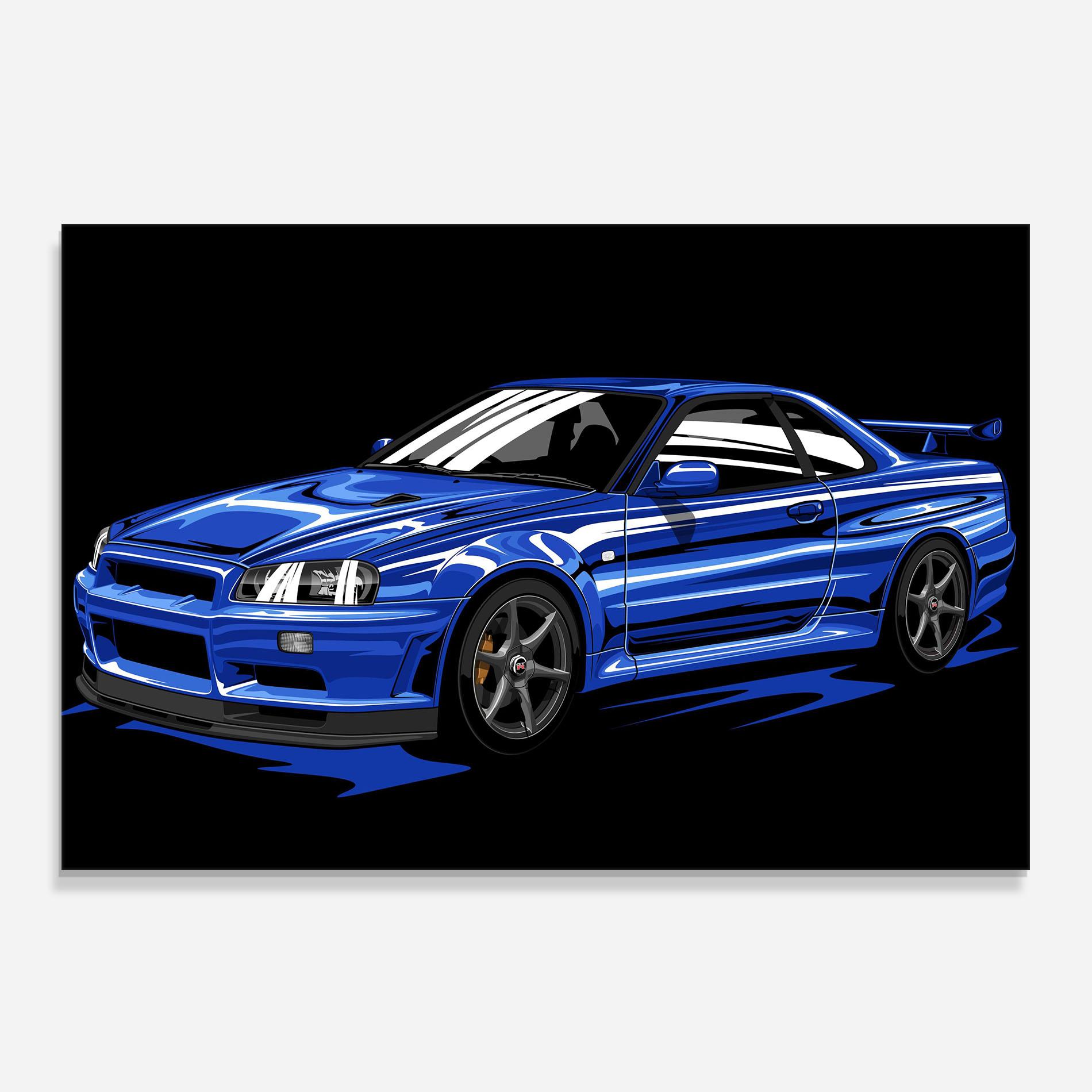 Panou Sticla Bucatarie Sport Blue Car mockup 0