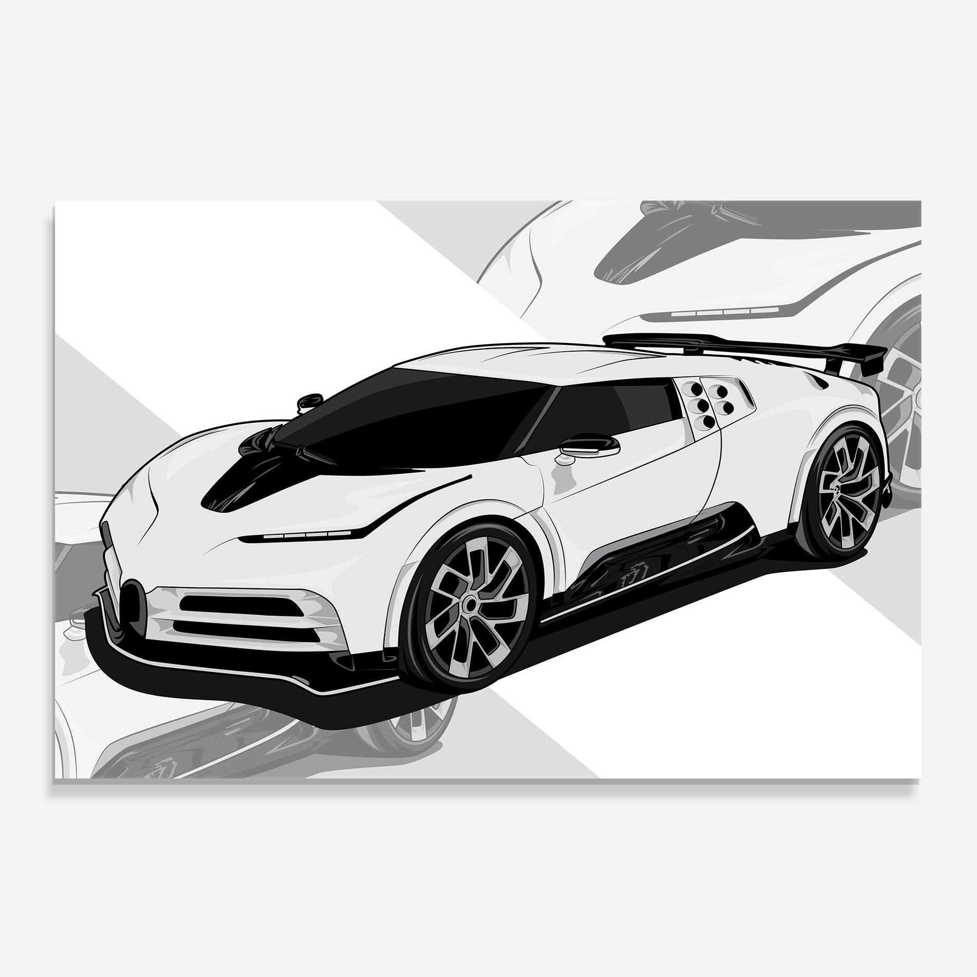 Panou Sticla Bucatarie Sport White Car mockup 0
