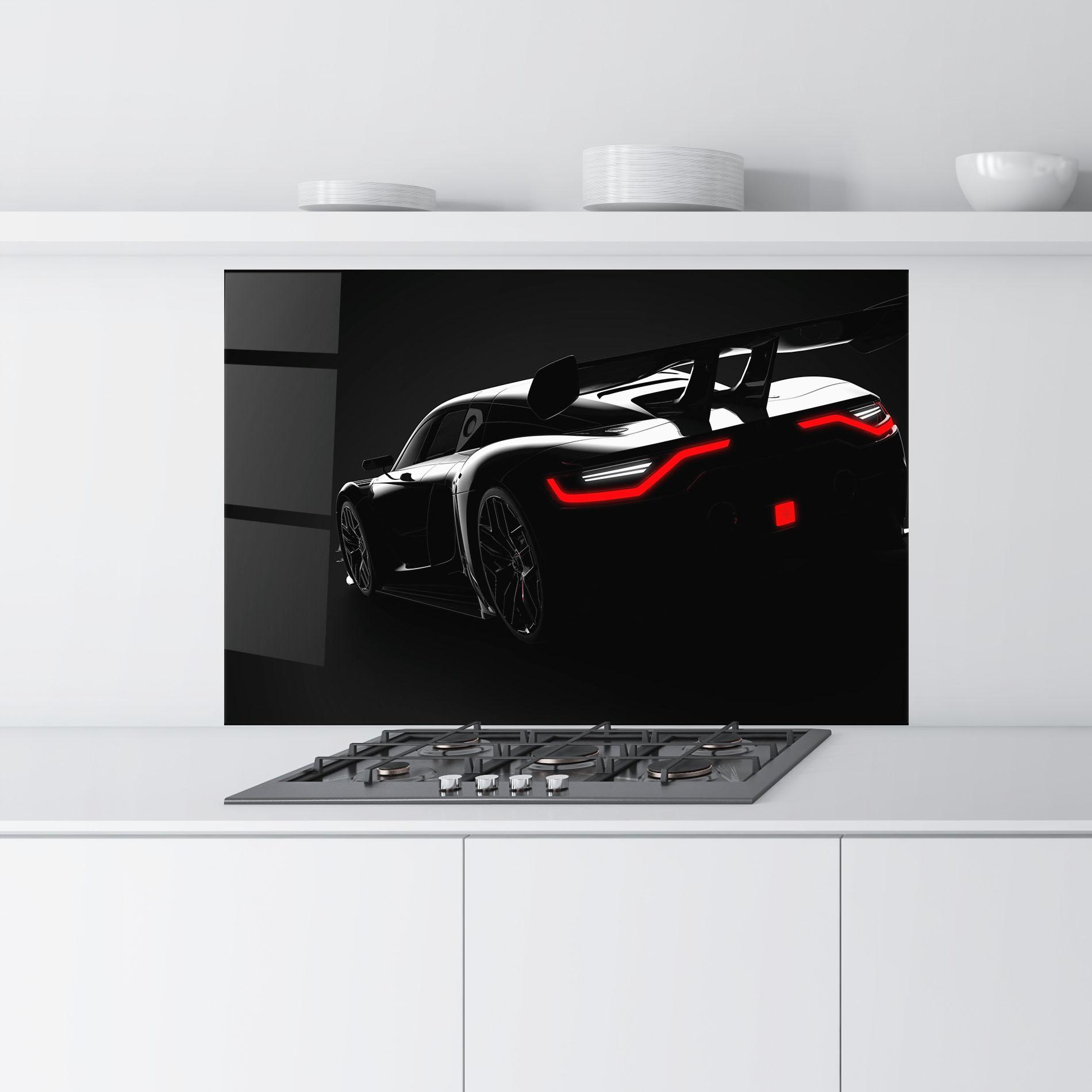 Panou Sticla Bucatarie Black Hypercar Car mockup 9