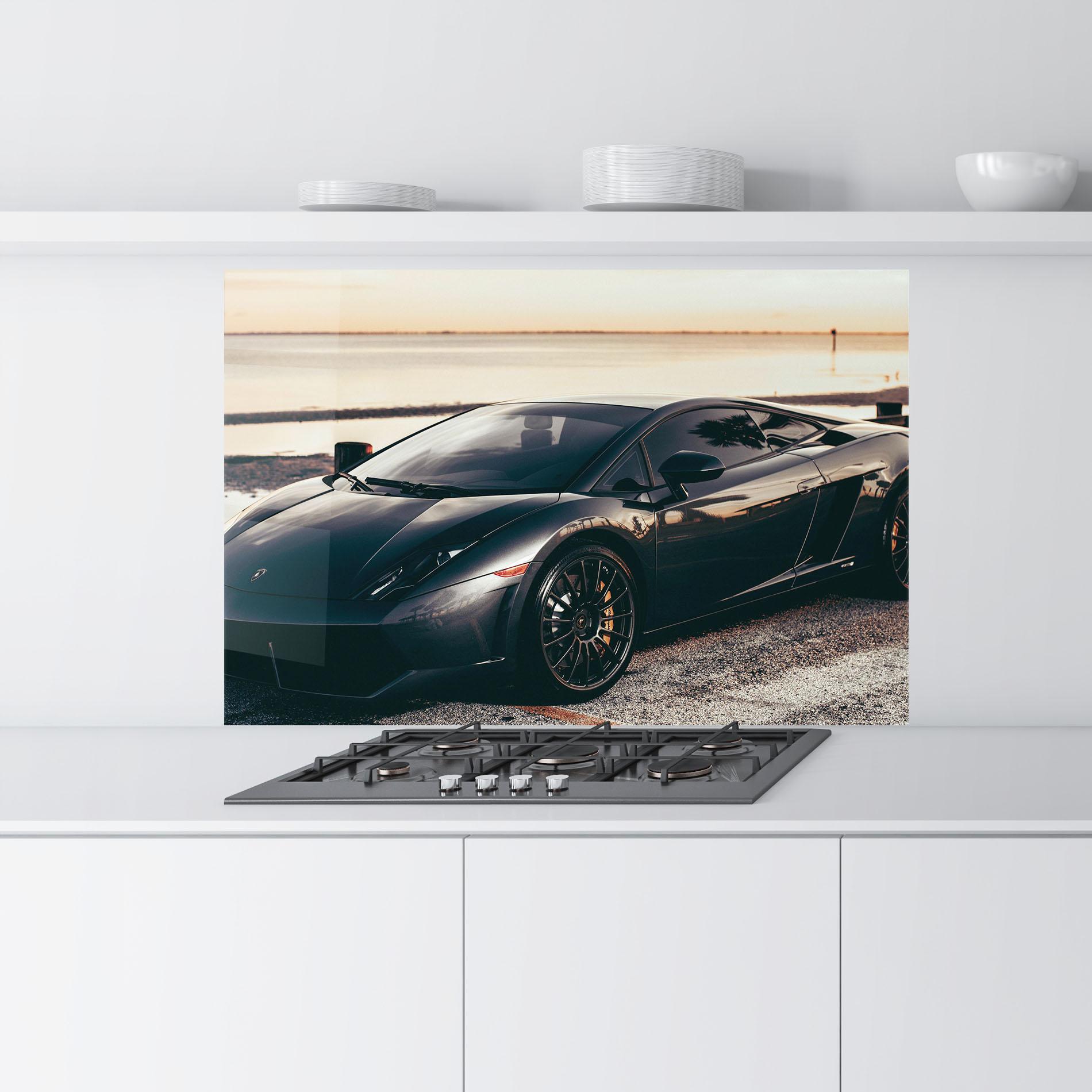 Panou Sticla Bucatarie Black Lambo Sea mockup 9