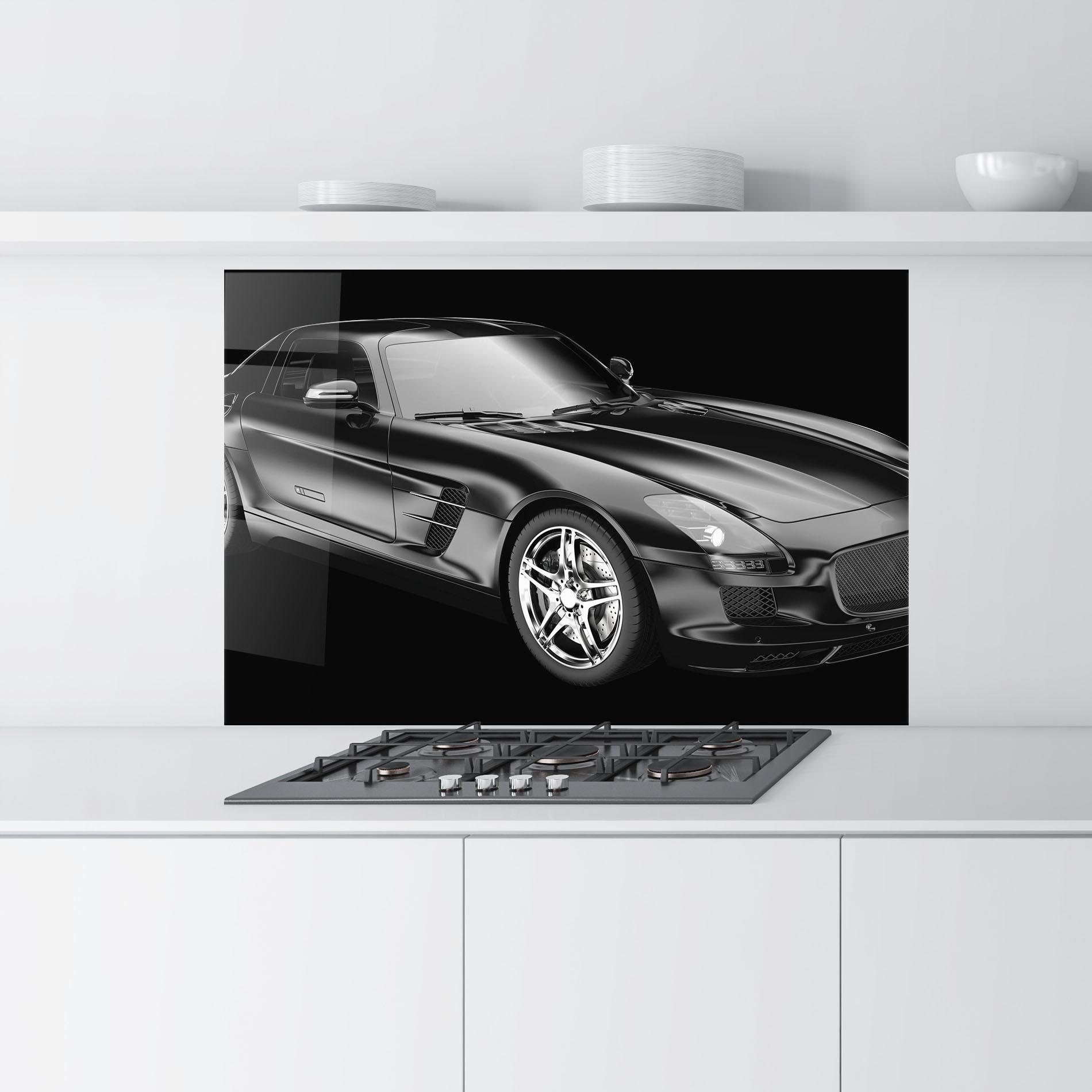 Panou Sticla Bucatarie Black Matte Mercedes mockup 9