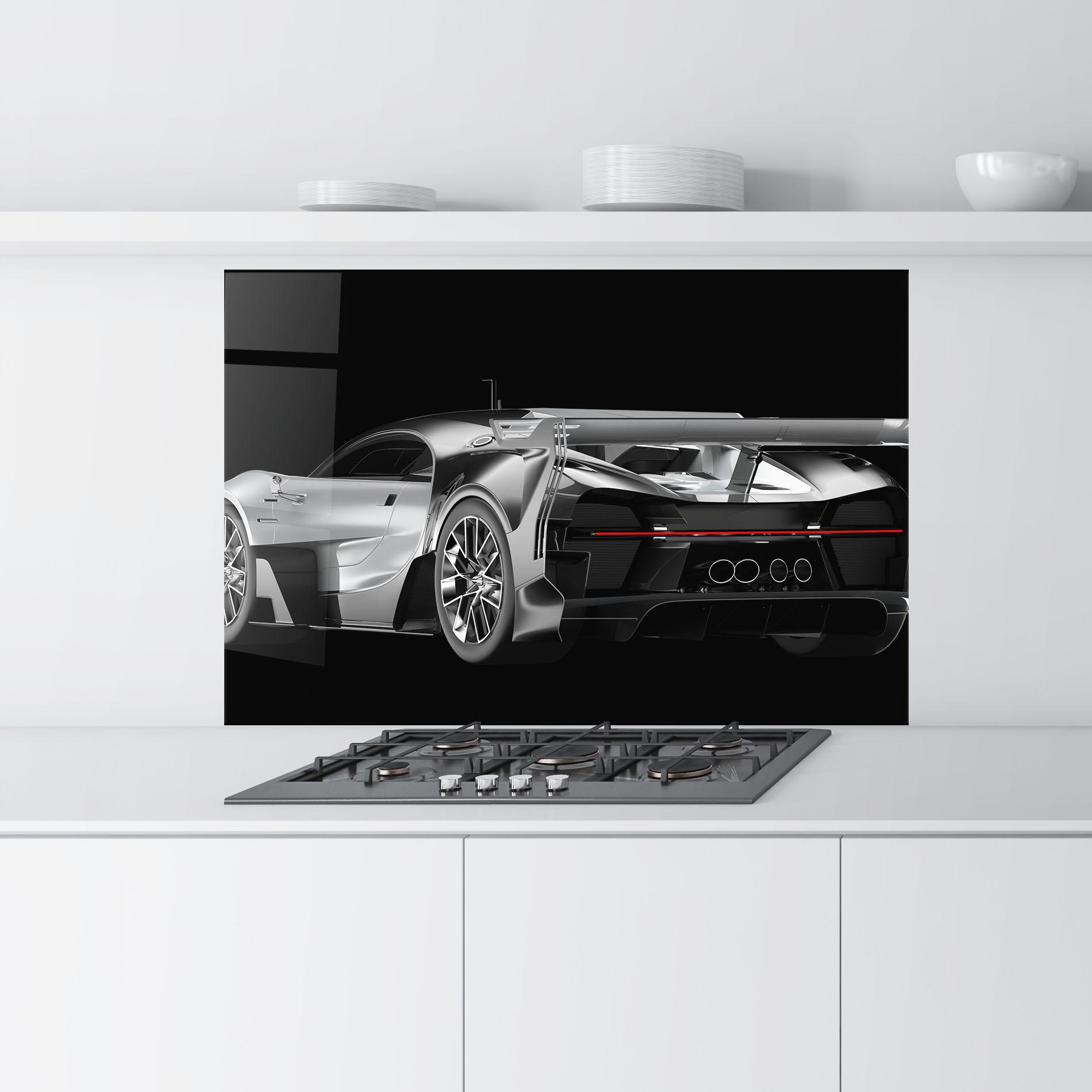 Panou Sticla Bucatarie Black Rear Hypercar mockup 9