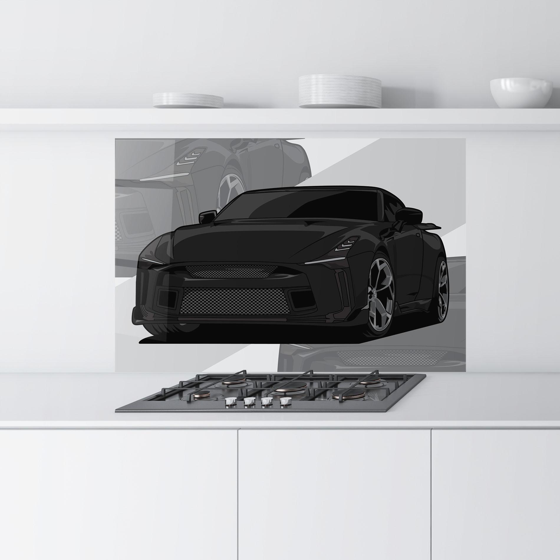 Panou Sticla Bucatarie Black Strong Car mockup 9