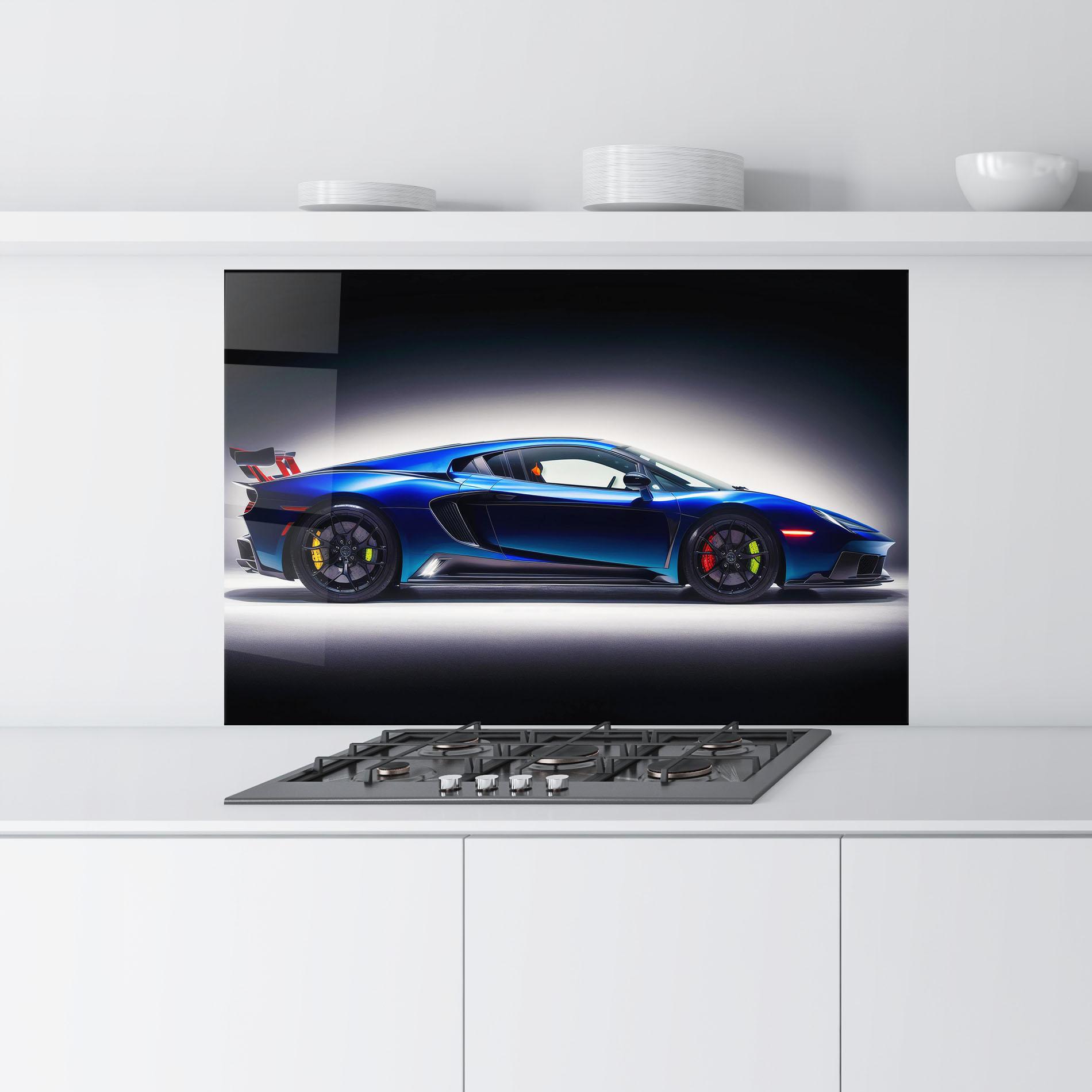Panou Sticla Bucatarie Blue Hypercar Side mockup 9