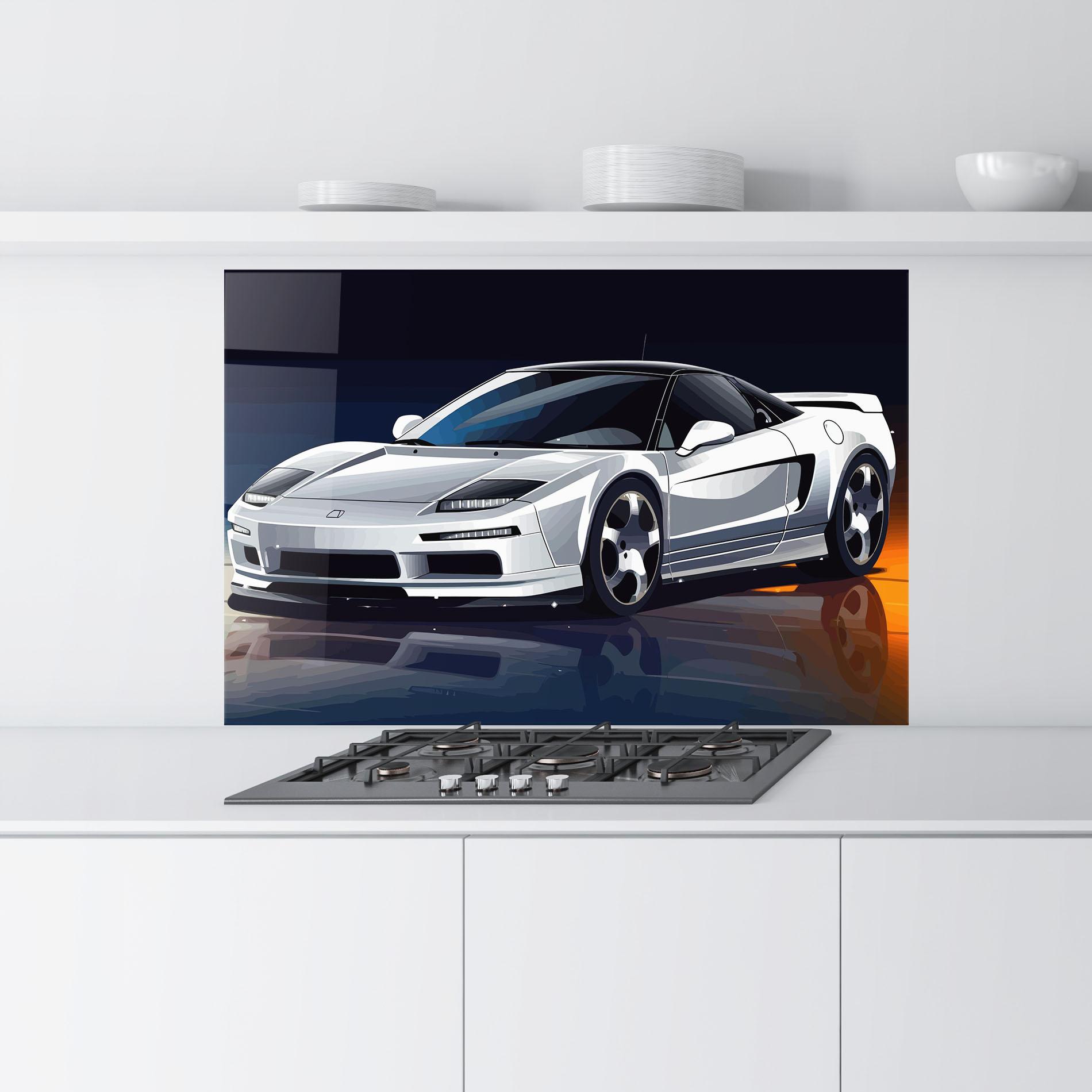 Panou Sticla Bucatarie Cool White Car mockup 9