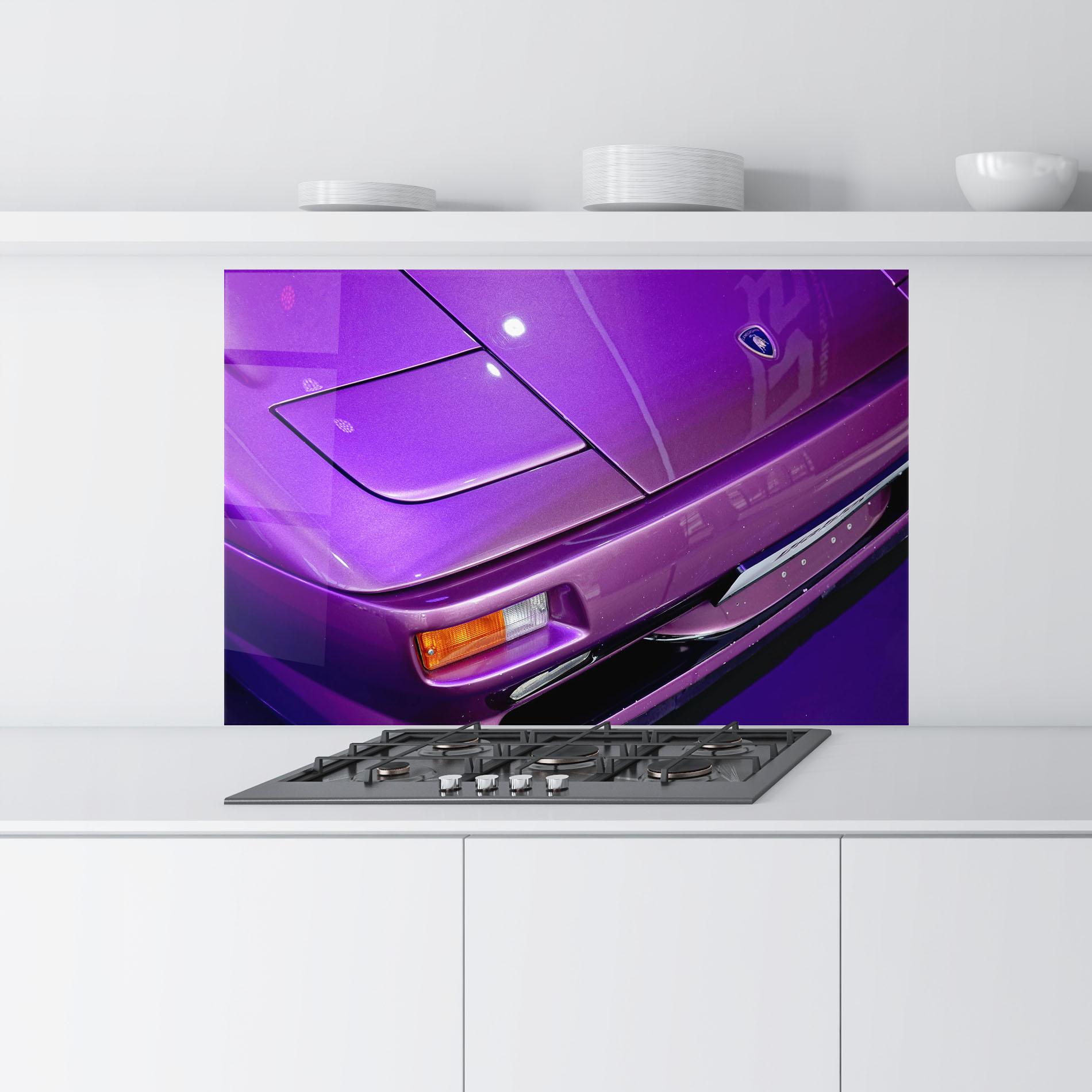 Panou Sticla Bucatarie Purple Lambo Headlight mockup 9