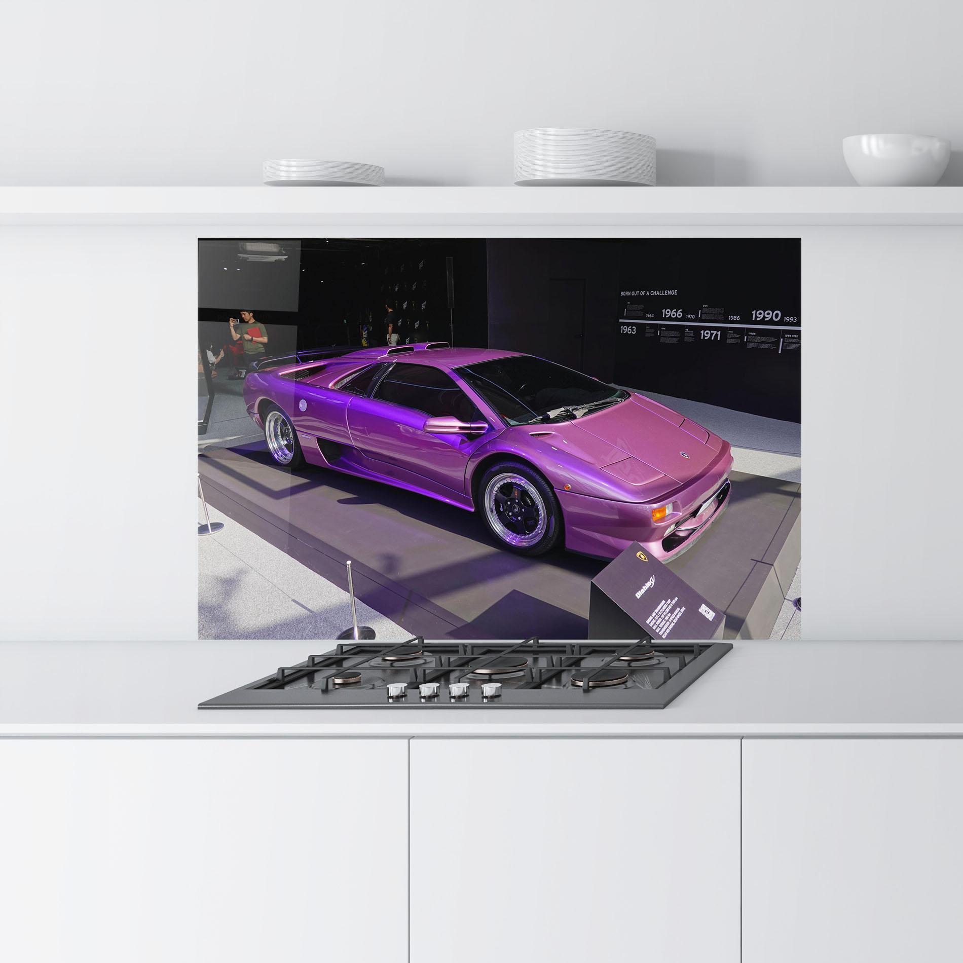 Panou Sticla Bucatarie Purple Lambo mockup 9