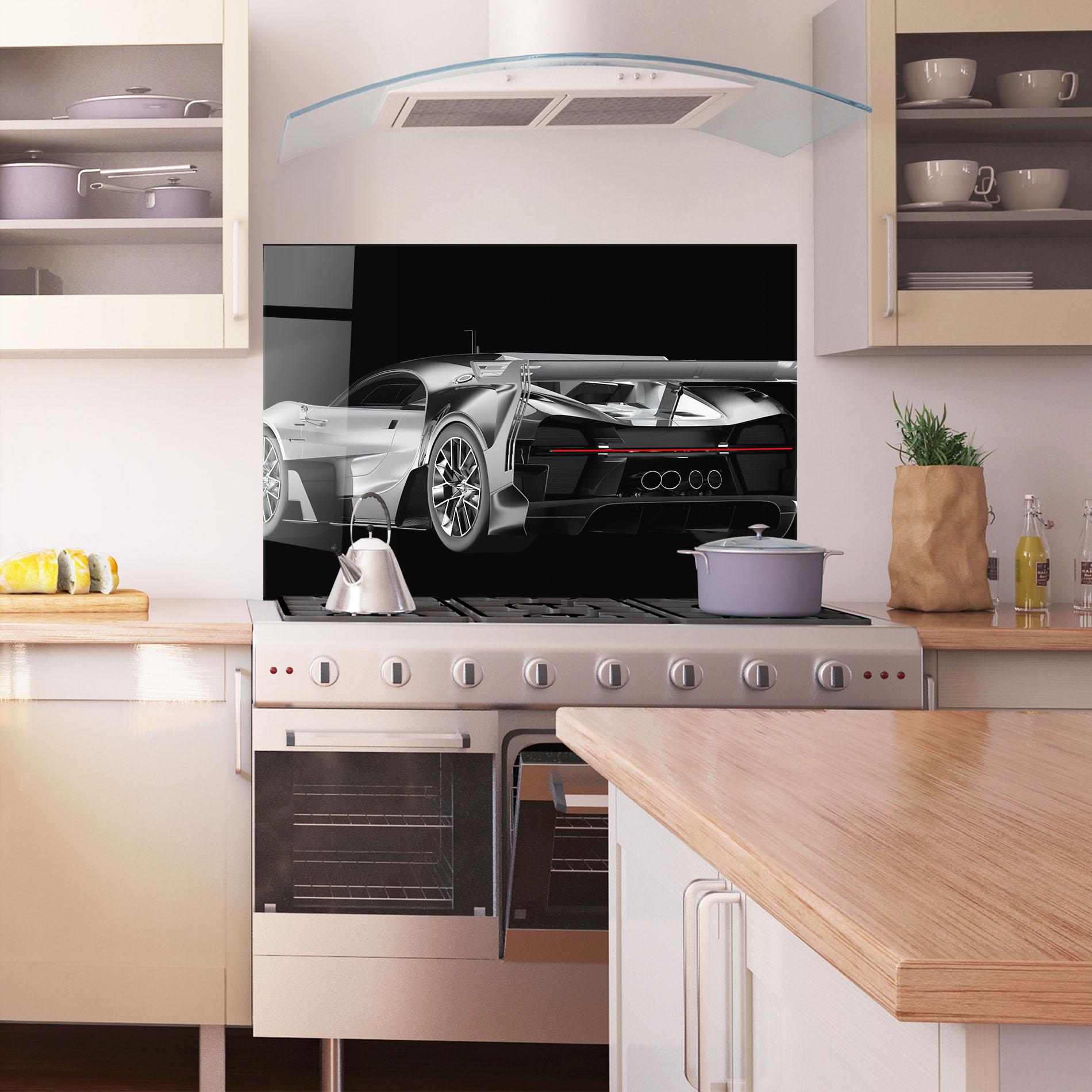 Panou Sticla Bucatarie Black Rear Hypercar mockup 1
