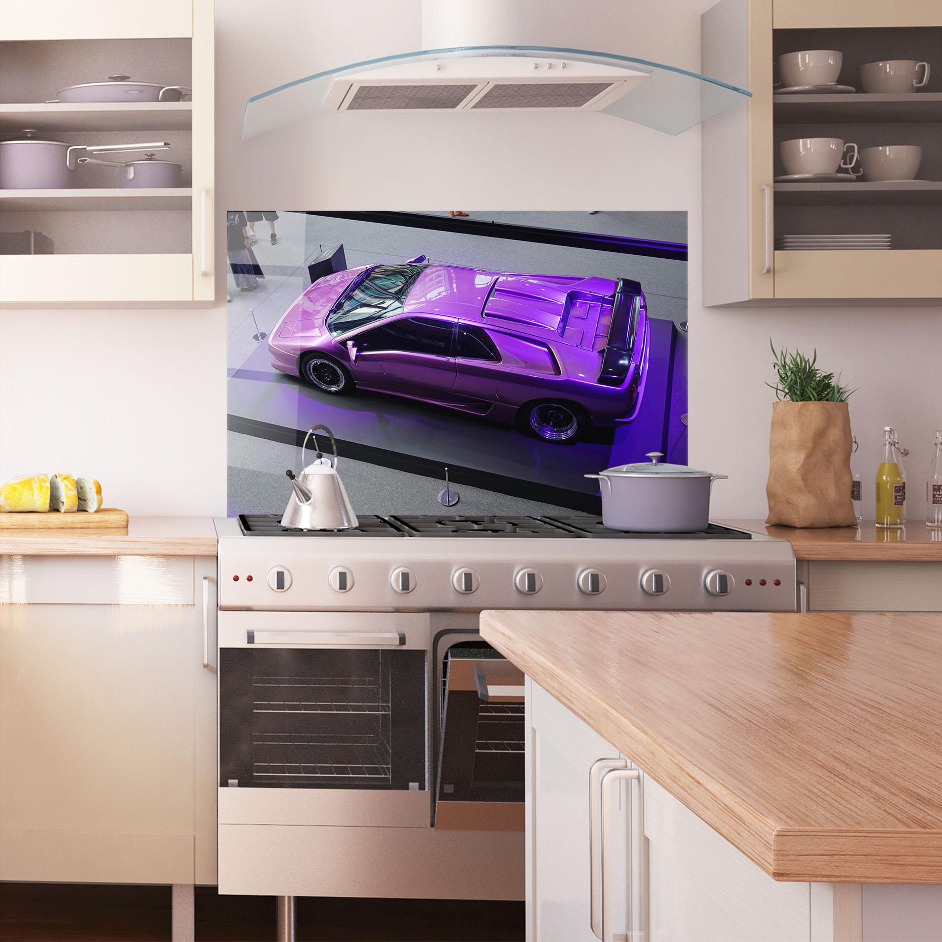 Panou Sticla Bucatarie Purple Old Lambo mockup 1