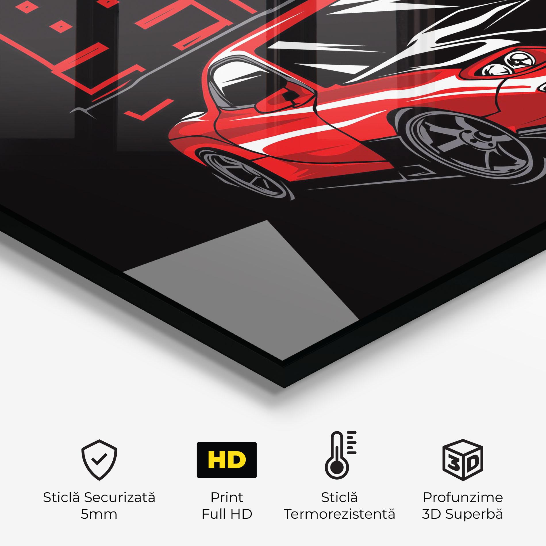 Panou Sticla Bucatarie Red Black Car mockup 2