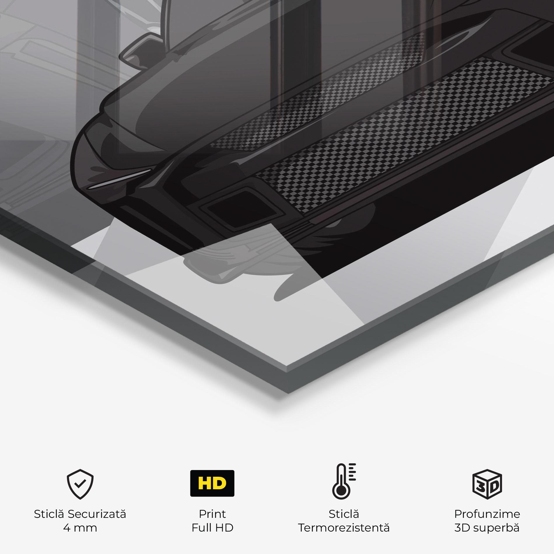 Panou Sticla Bucatarie Black Strong Car mockup 2