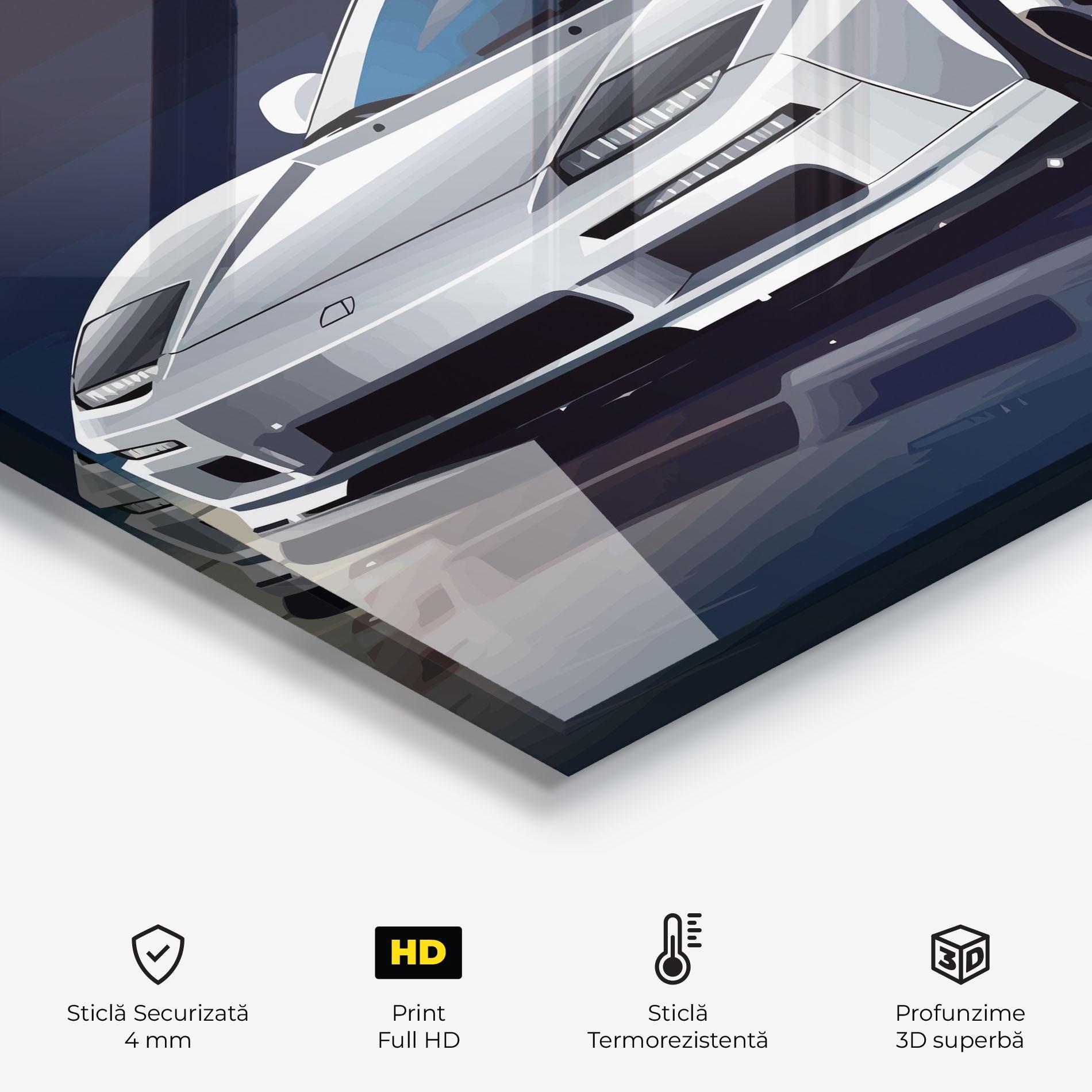 Panou Sticla Bucatarie Cool White Car mockup 2