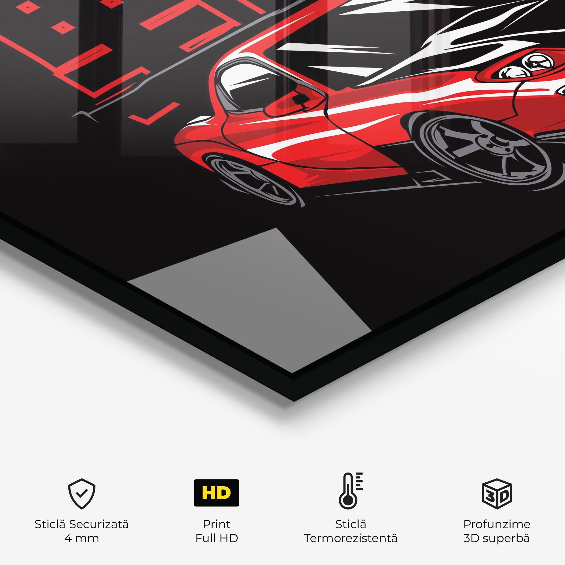 Panou Sticla Bucatarie Red Black Car mockup 2