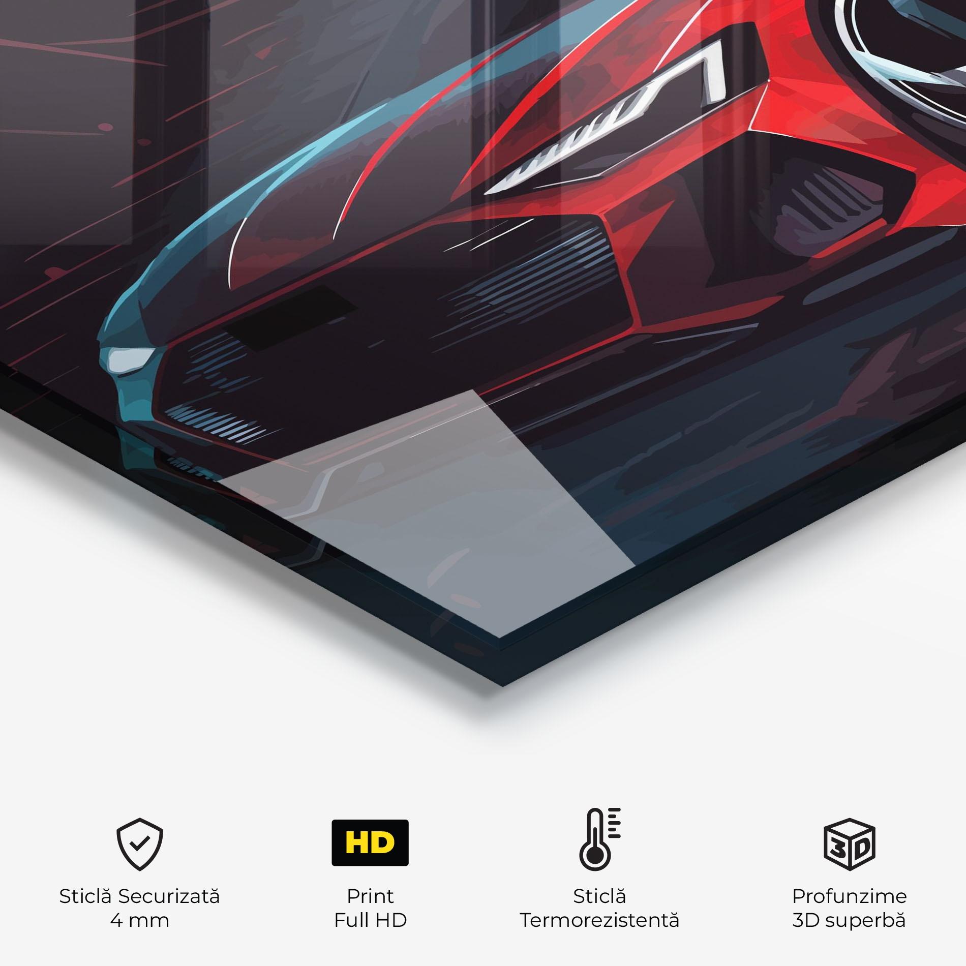 Panou Sticla Bucatarie Red Blue Sport Car mockup 2