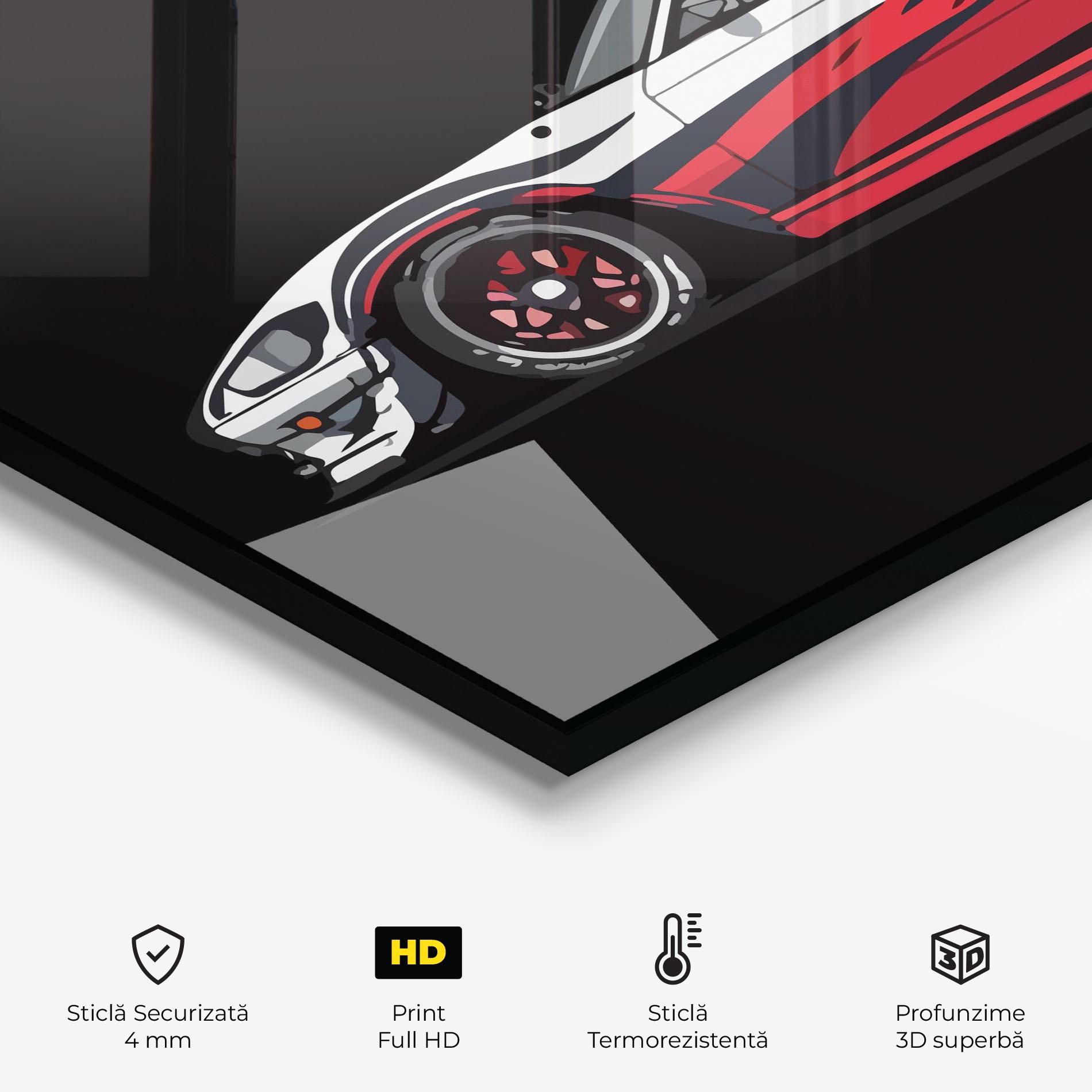 Panou Sticla Bucatarie Red White Sport Car mockup 2