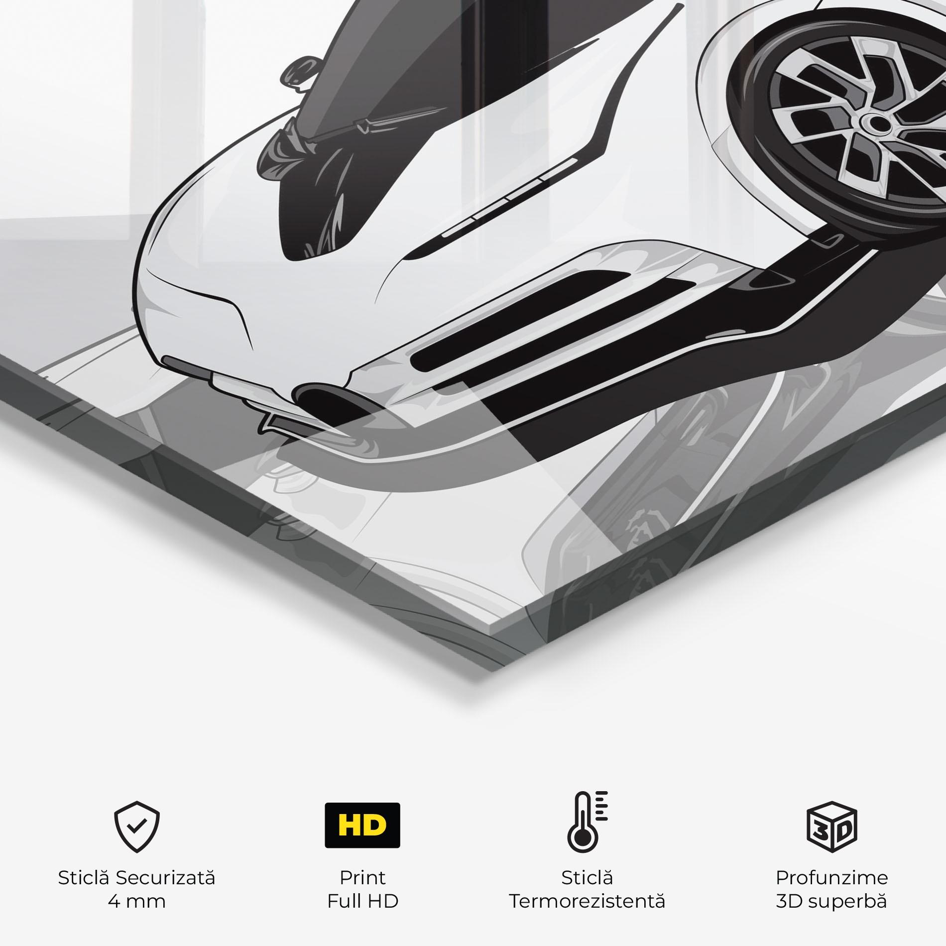 Panou Sticla Bucatarie Sport White Car mockup 2