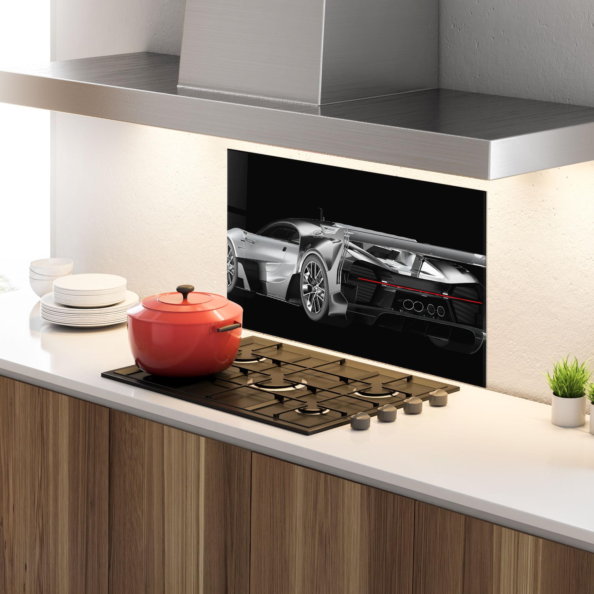 Panou Sticla Bucatarie Black Rear Hypercar mockup 4