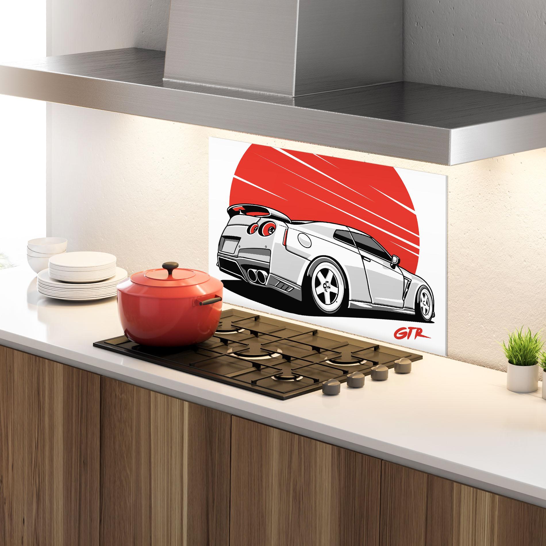 Panou Sticla Bucatarie Grey Gtr Car mockup 4