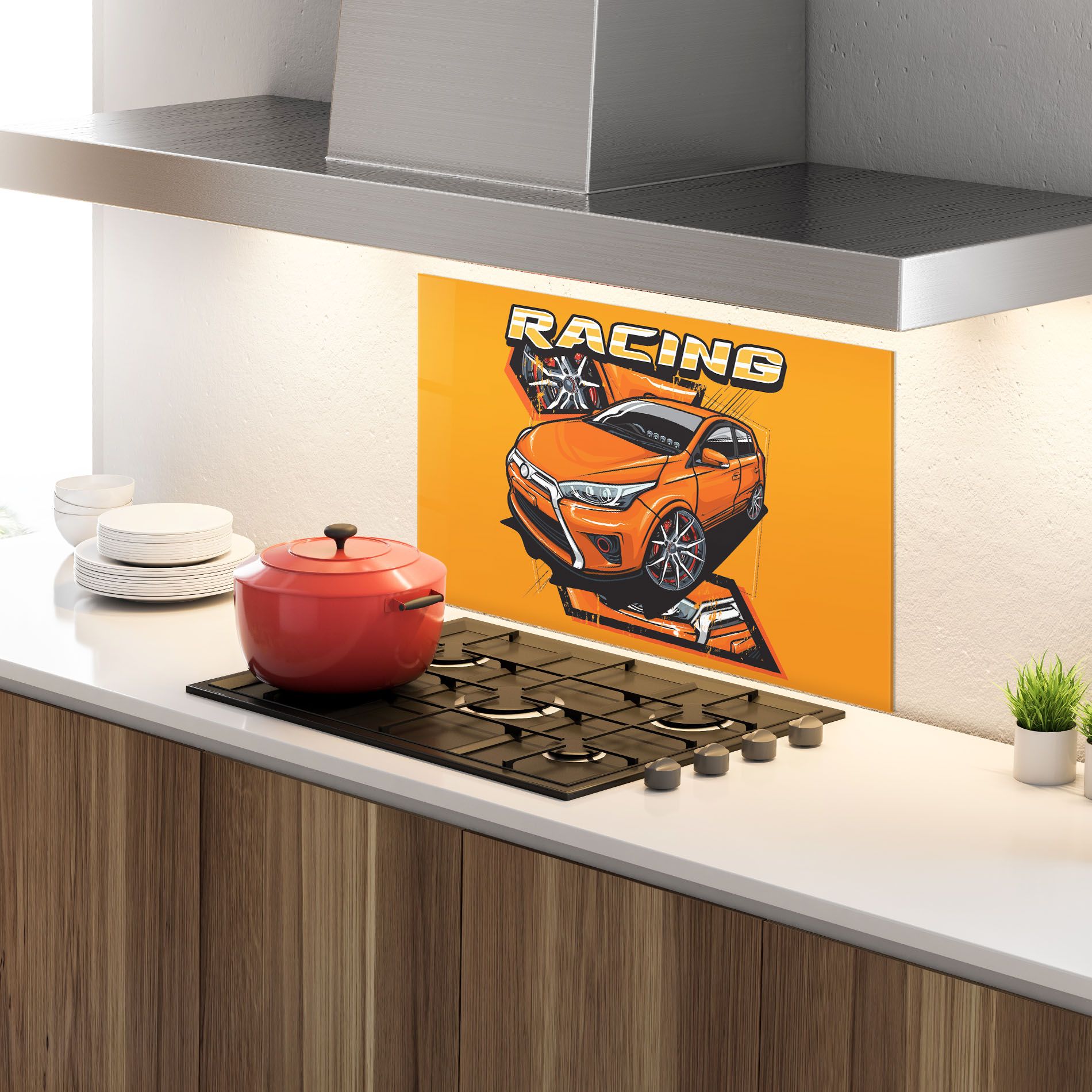 Racing Orange Car mockup 4