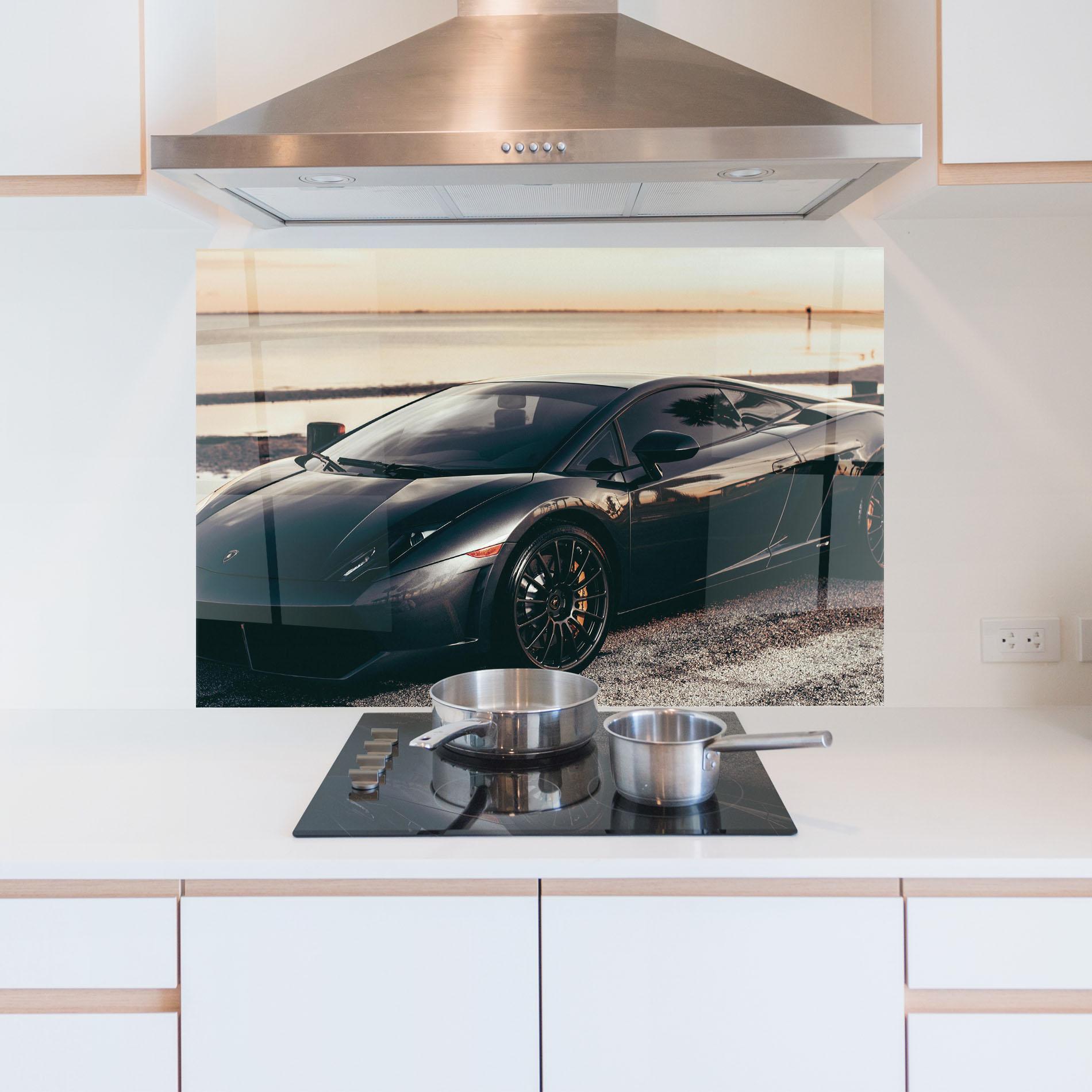 Panou Sticla Bucatarie Black Lambo Sea mockup 5