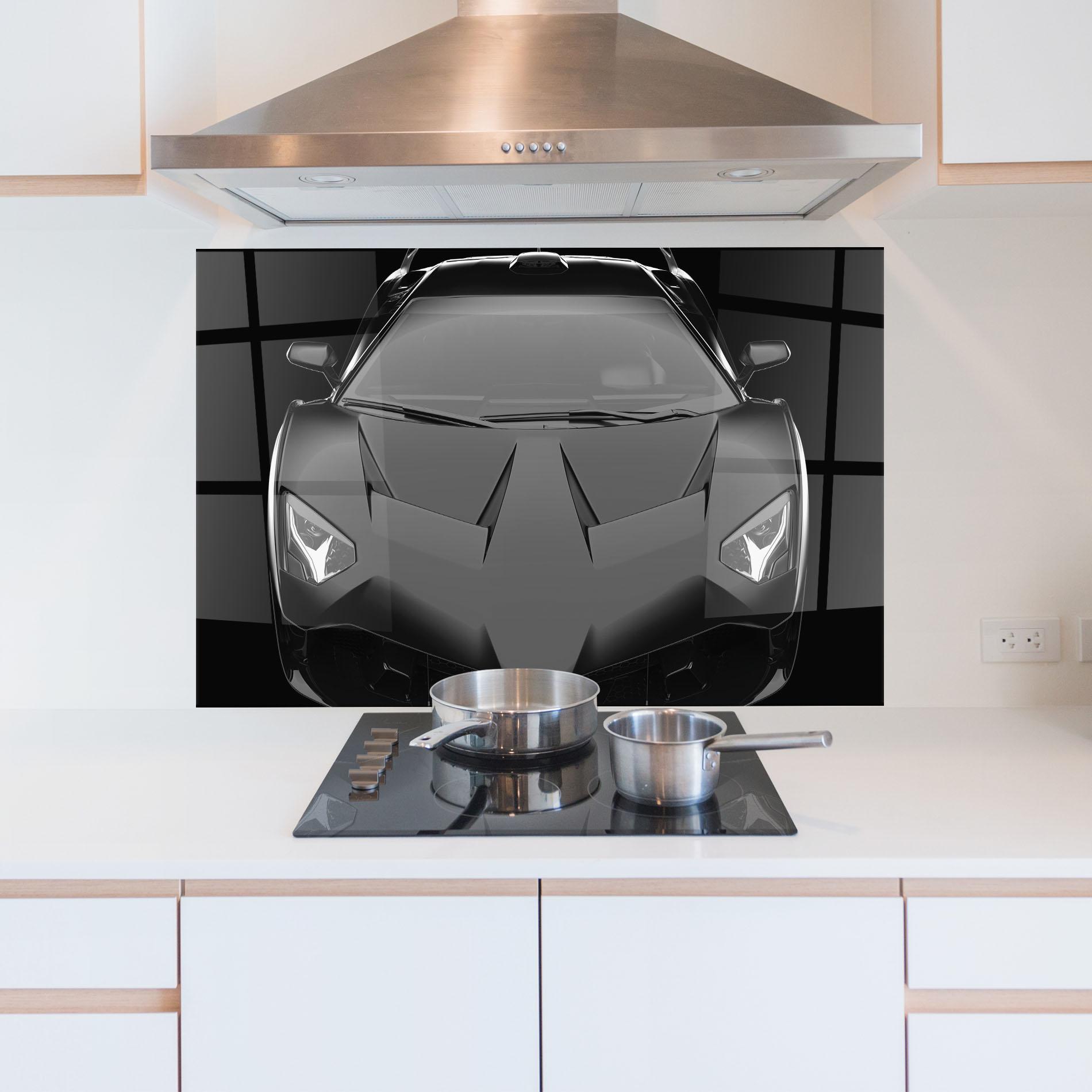 Panou Sticla Bucatarie Black Matte Lambo mockup 5