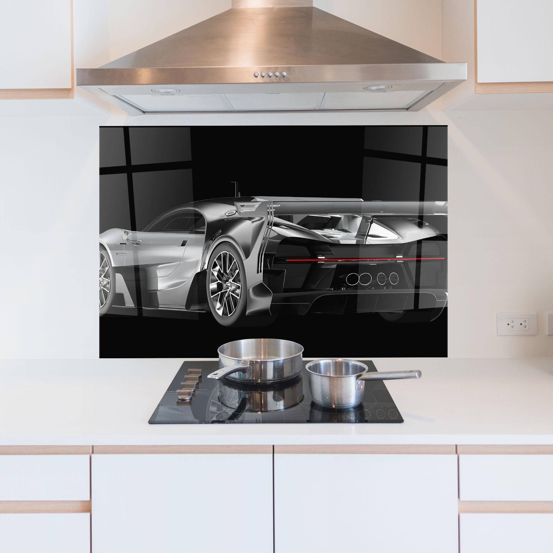 Panou Sticla Bucatarie Black Rear Hypercar mockup 5