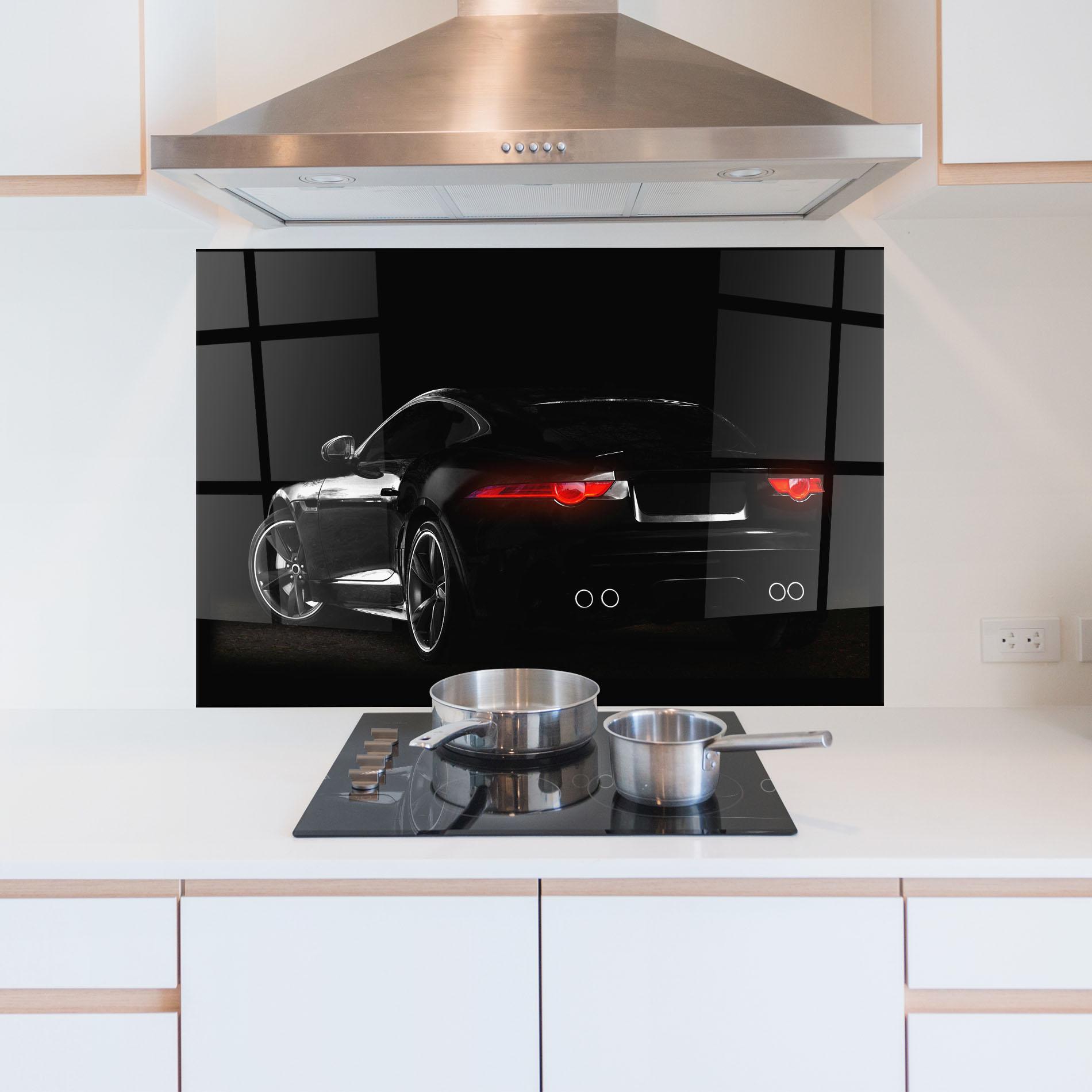 Panou Sticla Bucatarie Black Silhouette Car mockup 5