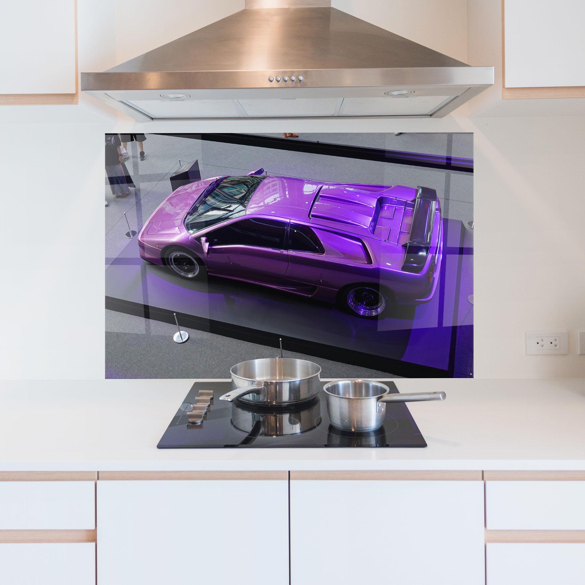 Panou Sticla Bucatarie Purple Old Lambo mockup 5