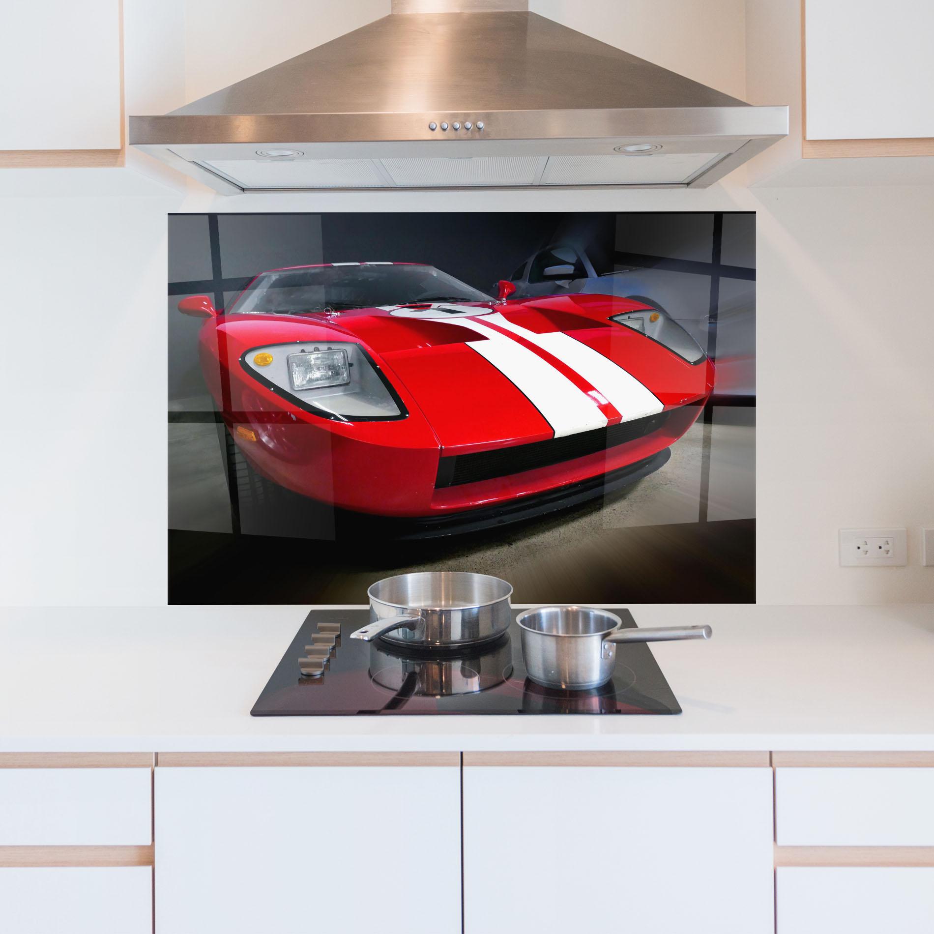 Panou Sticla Bucatarie Red Sport Car mockup 5