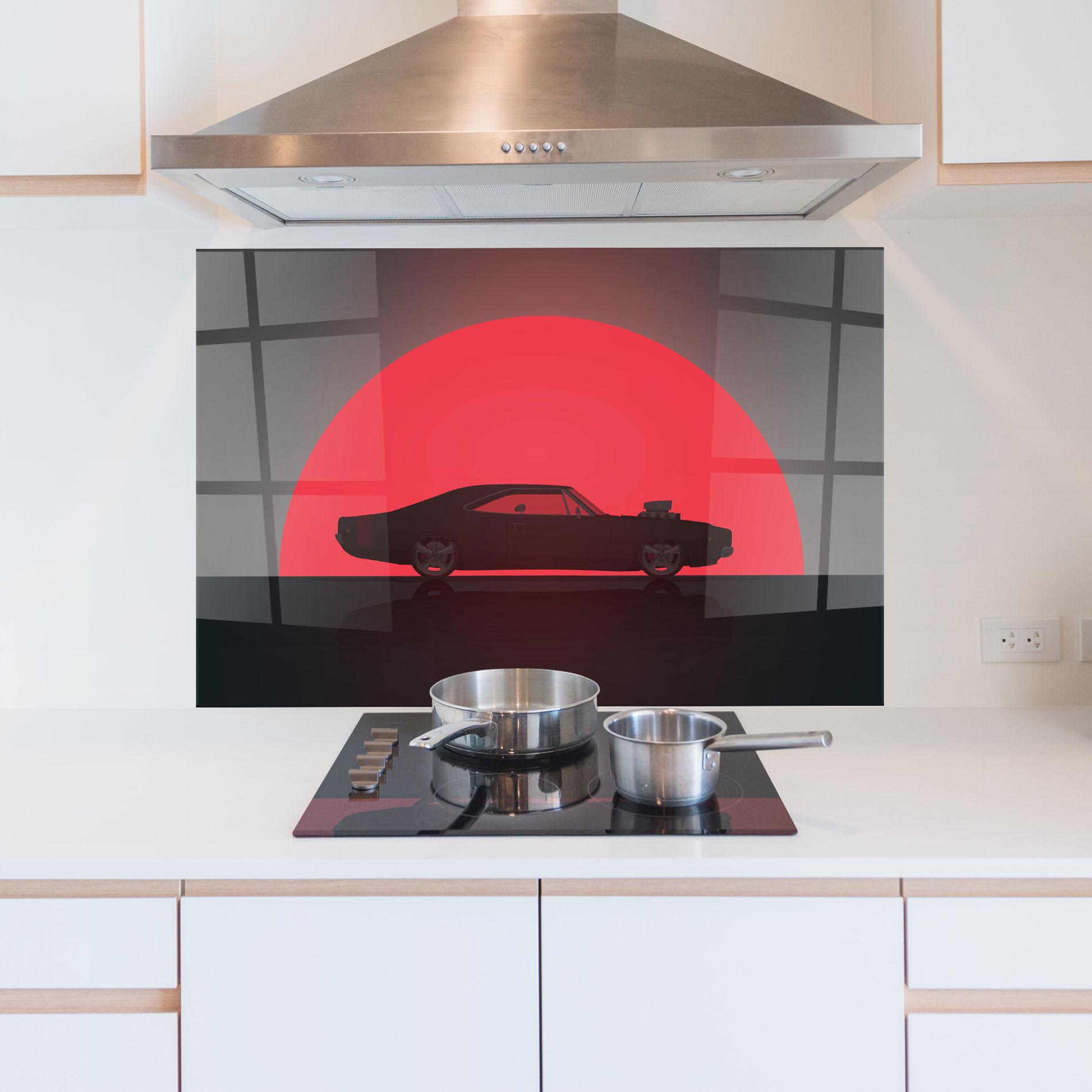 Panou Sticla Bucatarie Red Sun Car mockup 5