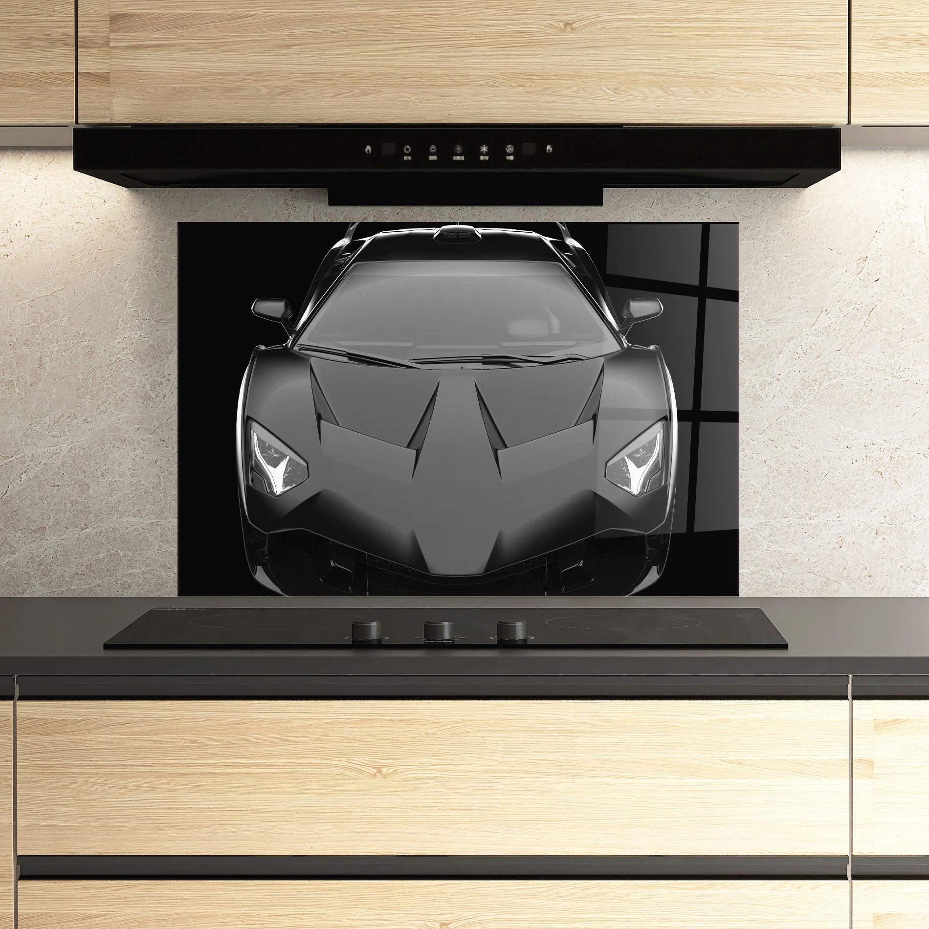 Panou Sticla Bucatarie Black Matte Lambo mockup 3