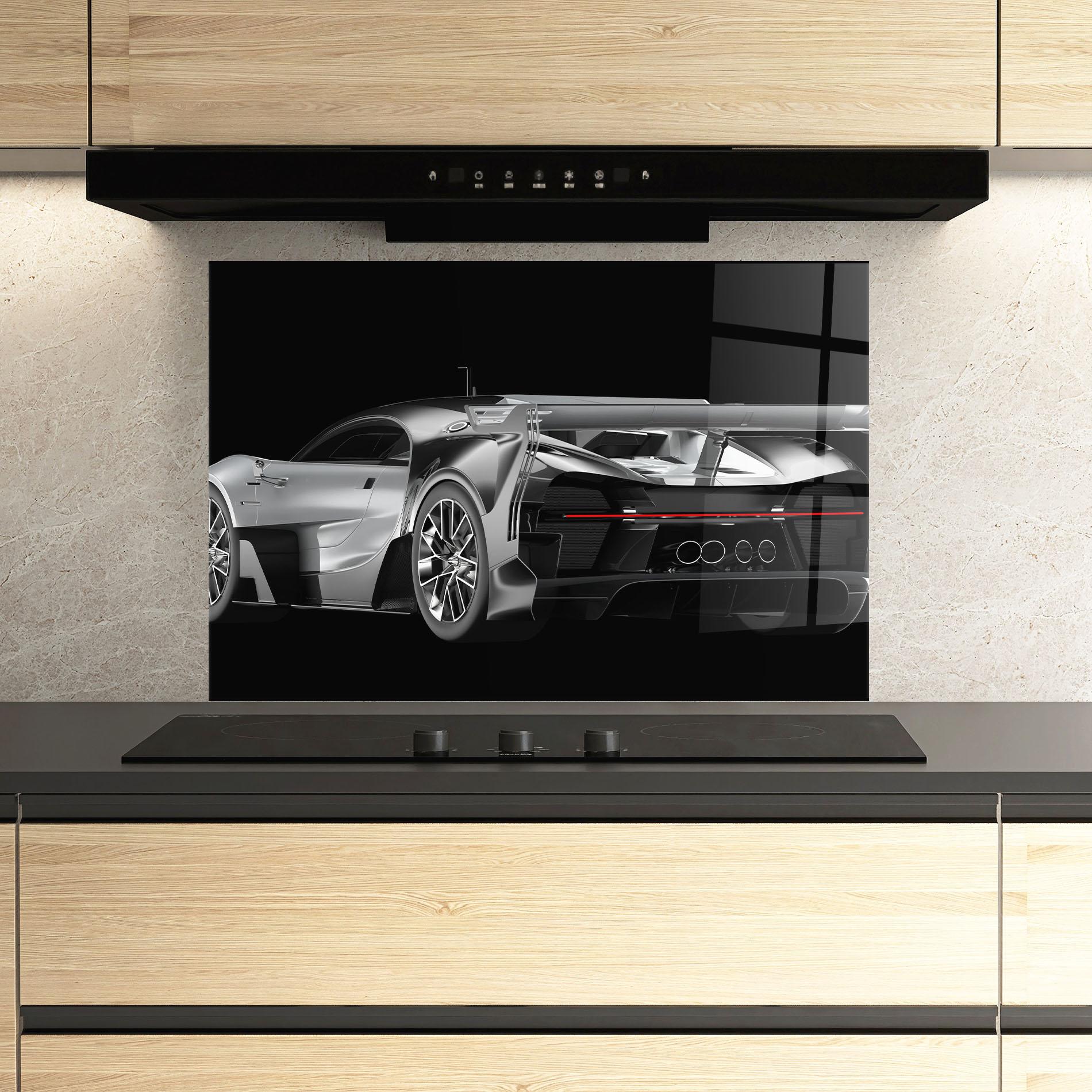 Panou Sticla Bucatarie Black Rear Hypercar mockup 3