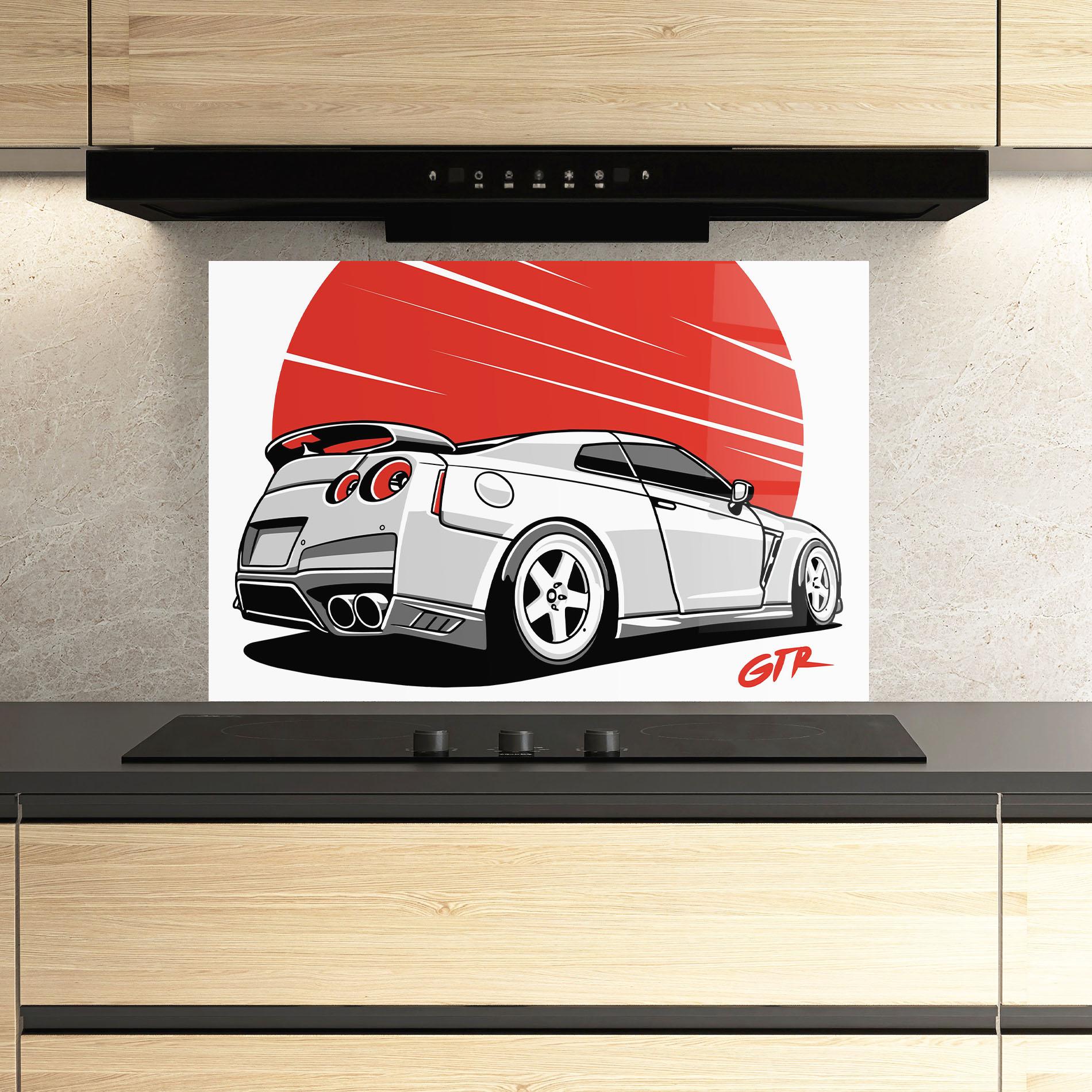 Panou Sticla Bucatarie Grey Gtr Car mockup 3