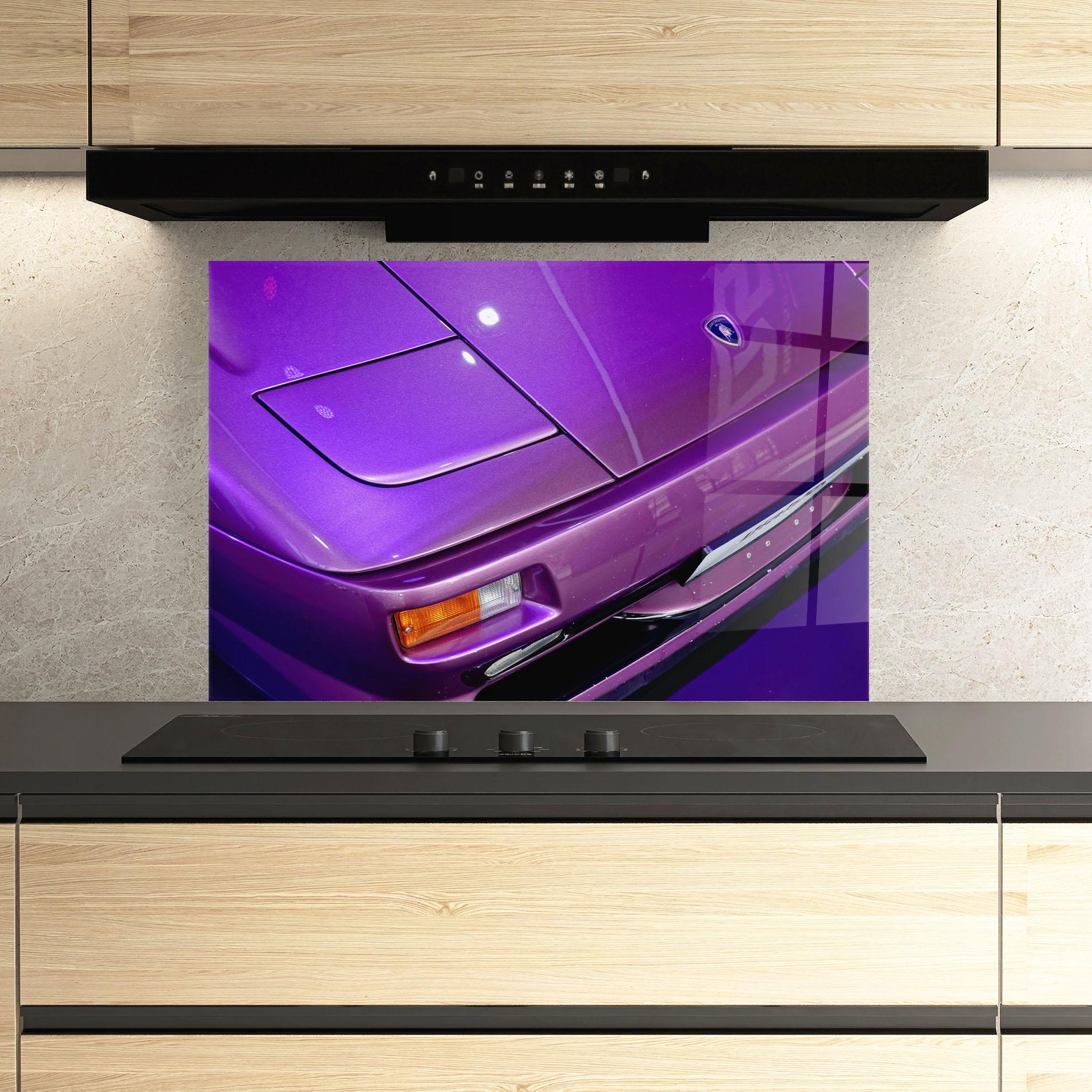 Panou Sticla Bucatarie Purple Lambo Headlight mockup 3