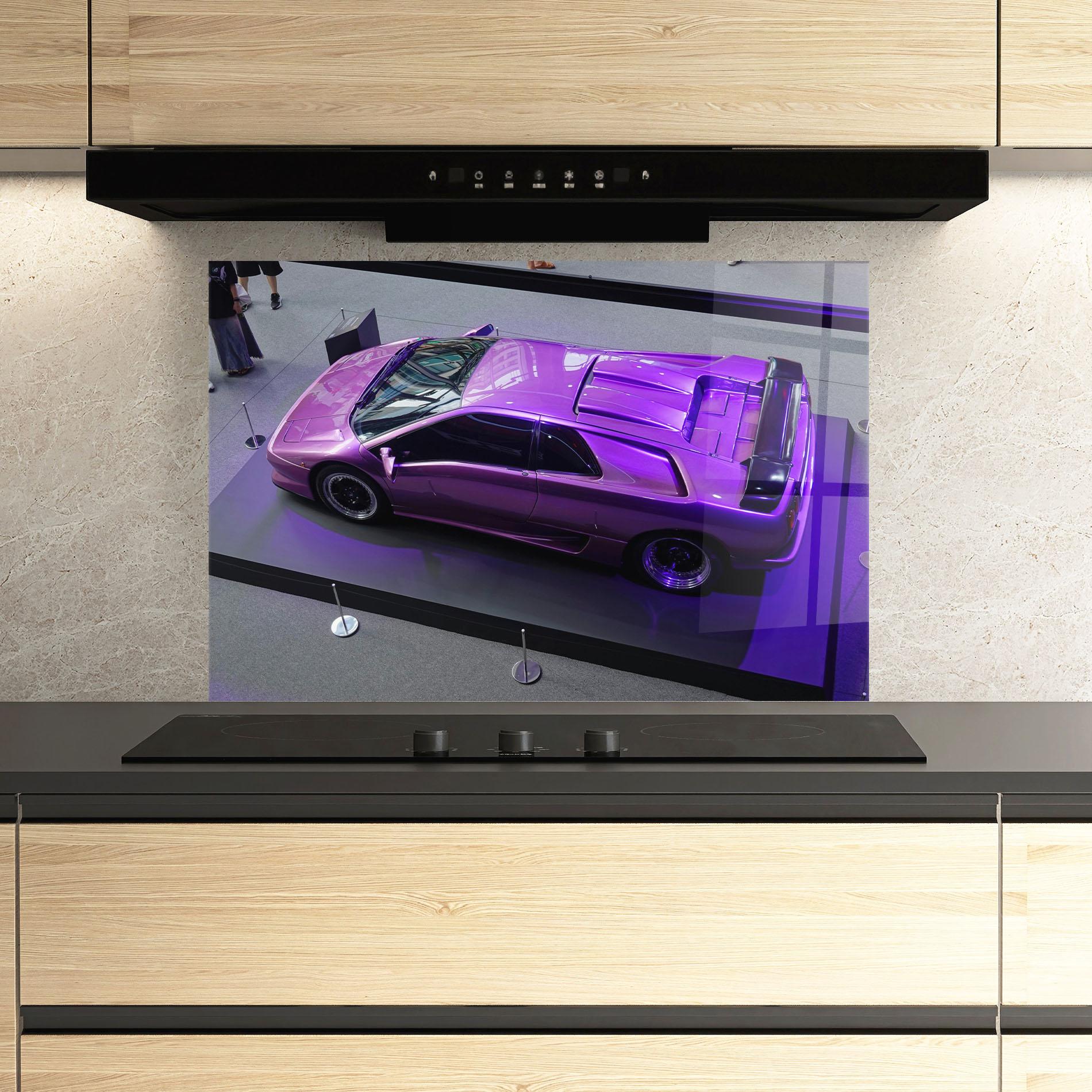 Panou Sticla Bucatarie Purple Old Lambo mockup 3