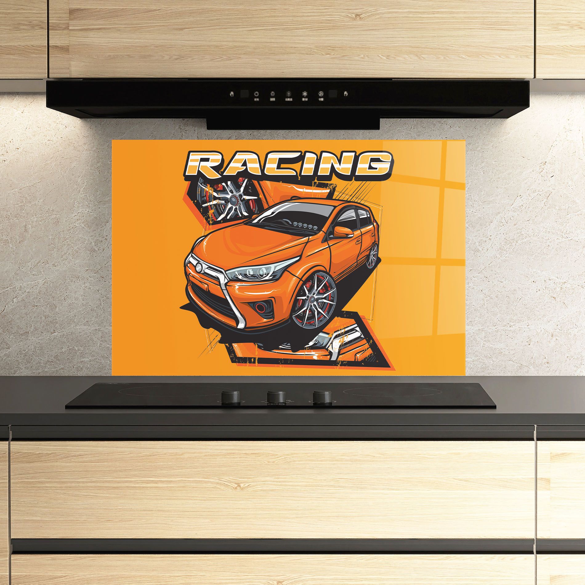 Racing Orange Car mockup 3