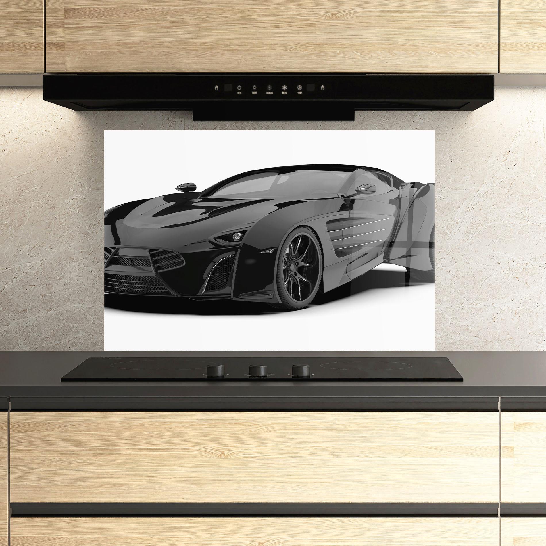 Panou Sticla Bucatarie Sport Black Car mockup 3