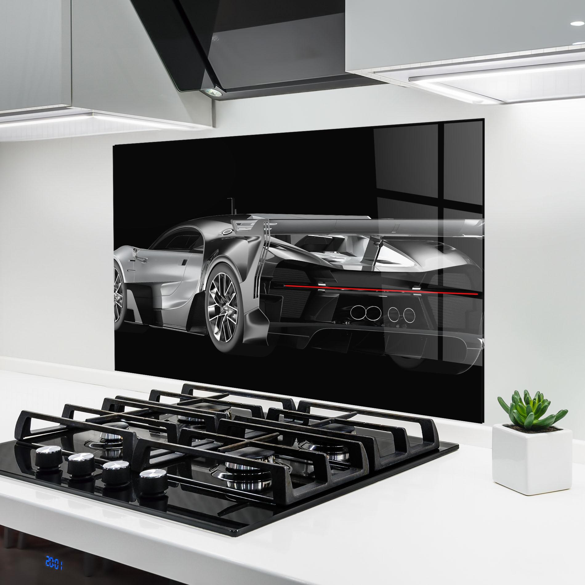 Panou Sticla Bucatarie Black Rear Hypercar mockup 6