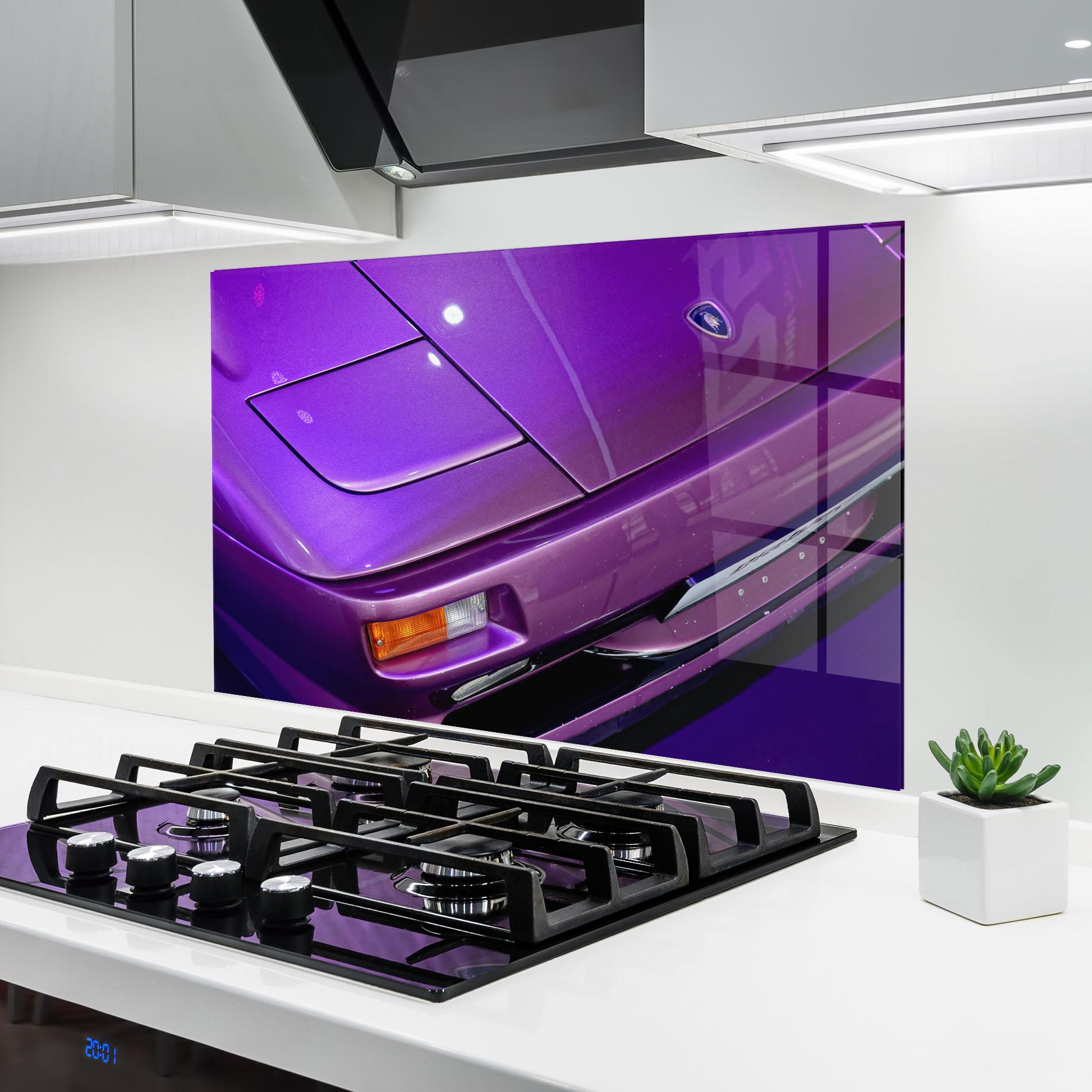 Panou Sticla Bucatarie Purple Lambo Headlight mockup 6