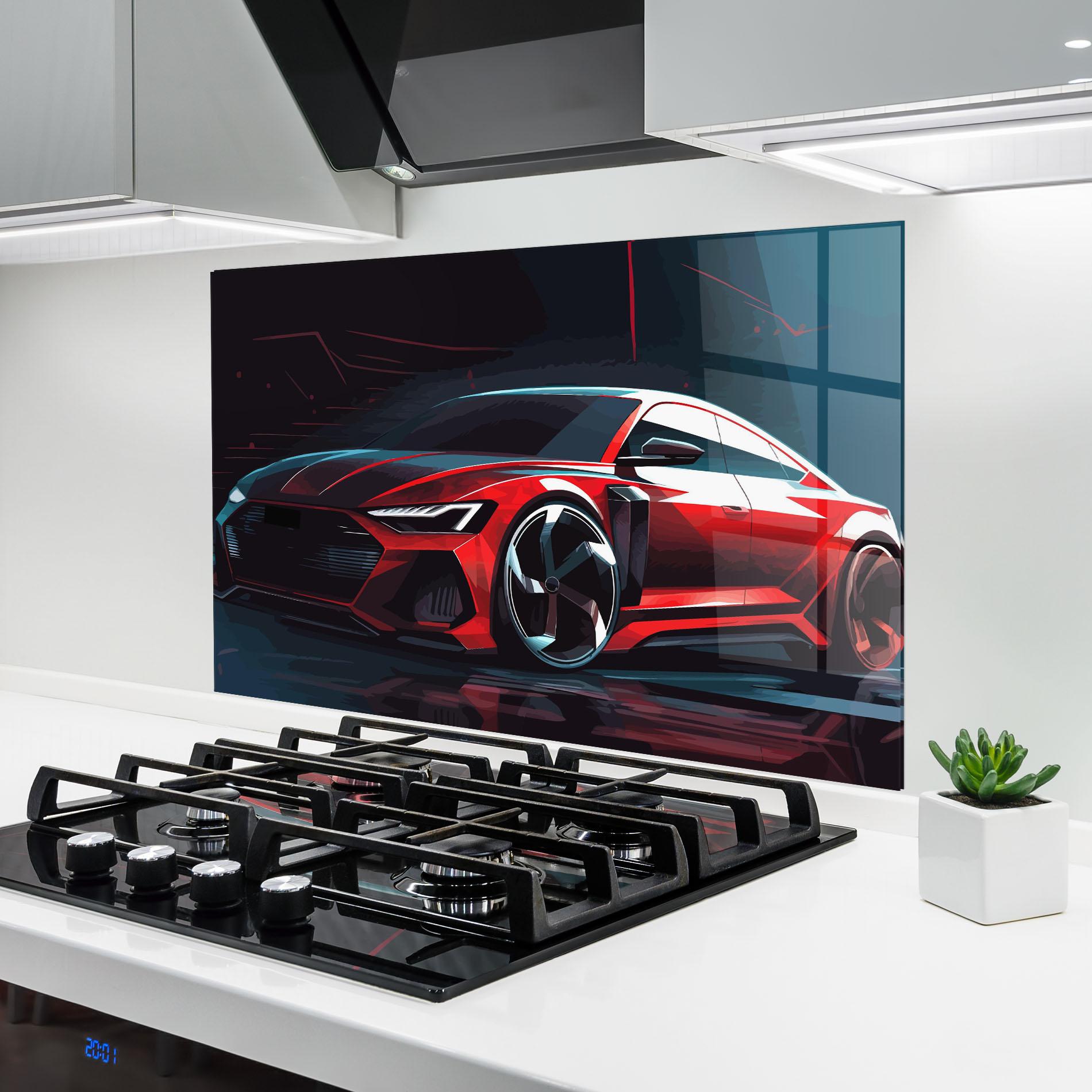 Panou Sticla Bucatarie Red Blue Sport Car mockup 6