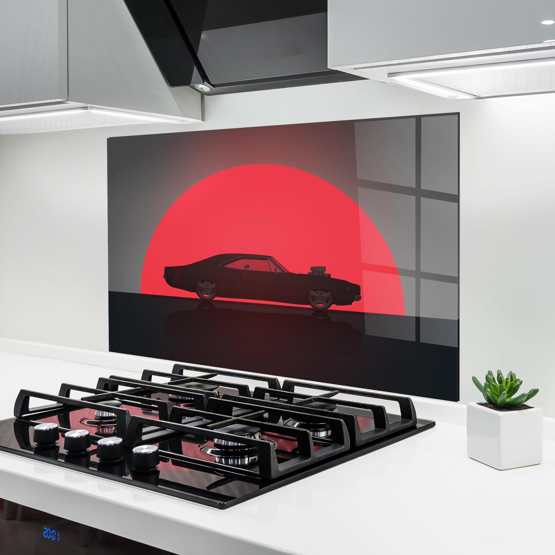 Panou Sticla Bucatarie Red Sun Car mockup 6