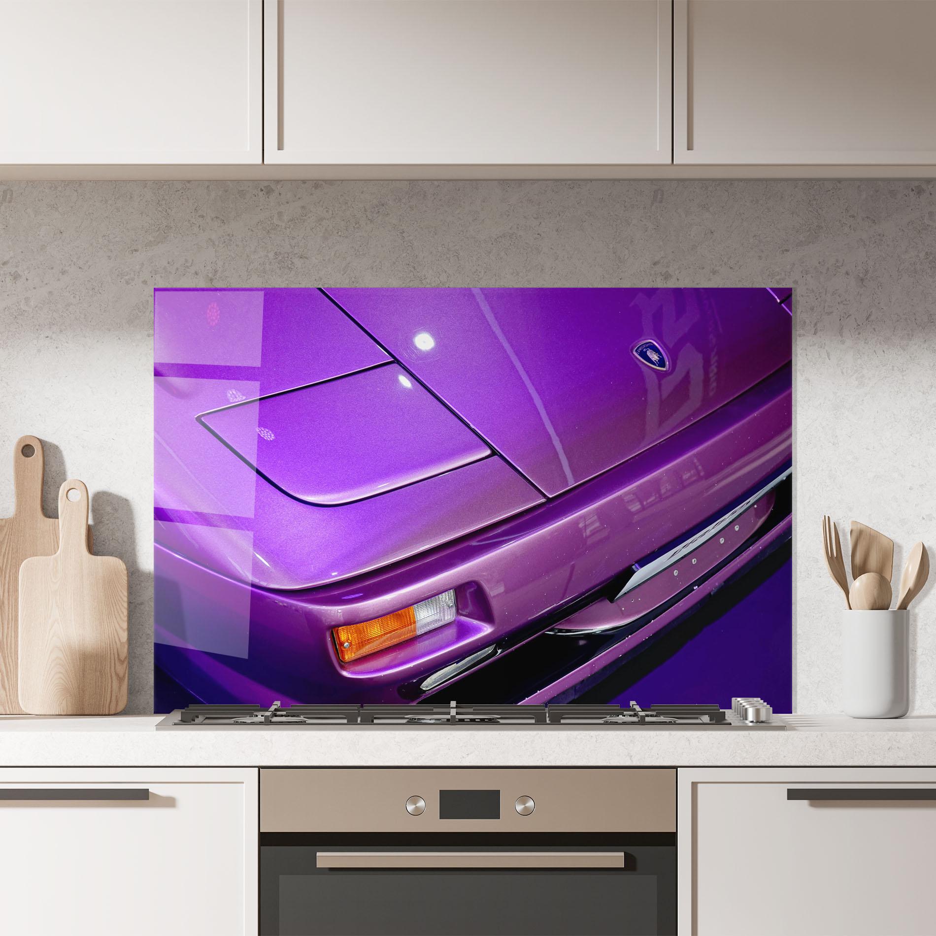 Panou Sticla Bucatarie Purple Lambo Headlight mockup 7