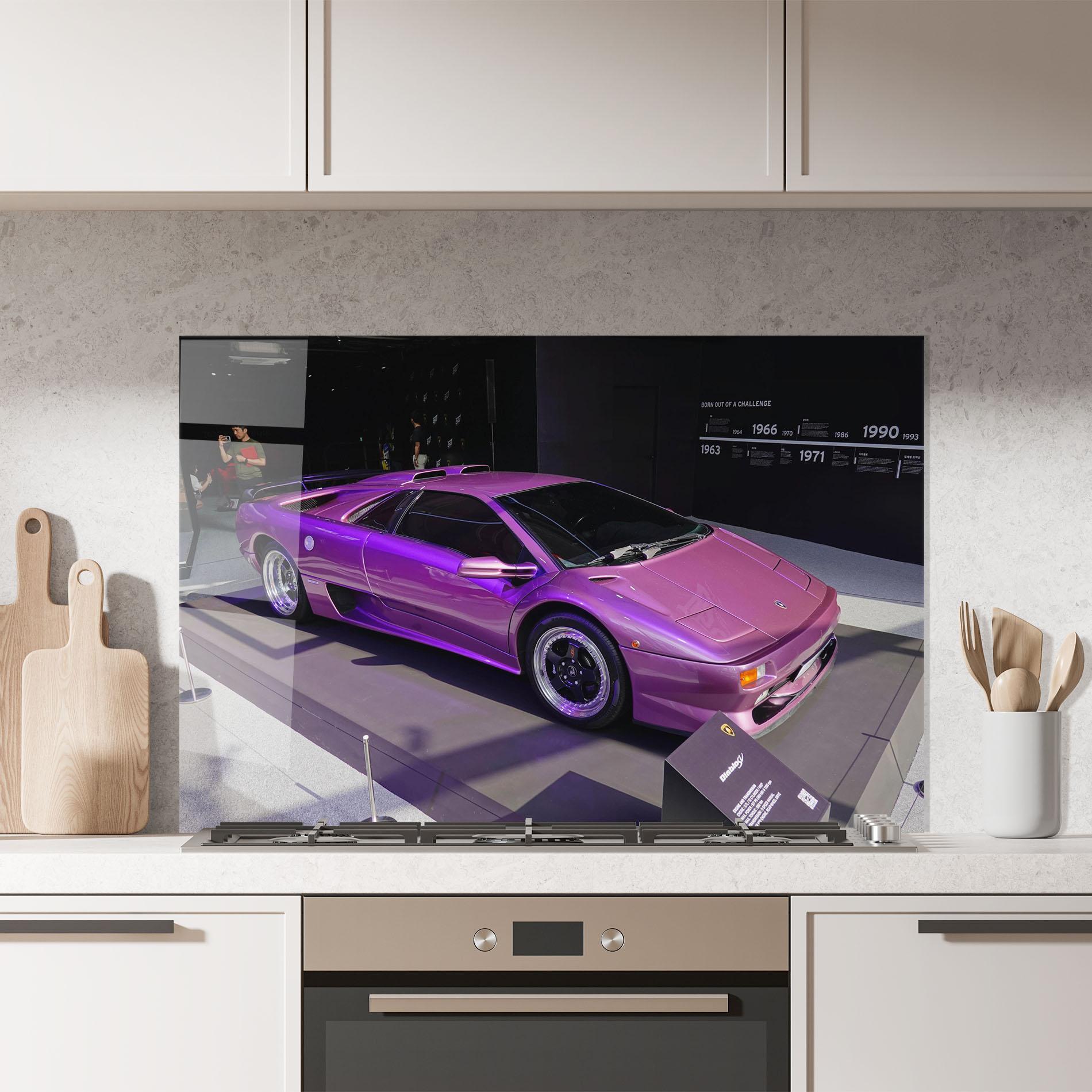 Panou Sticla Bucatarie Purple Lambo mockup 7