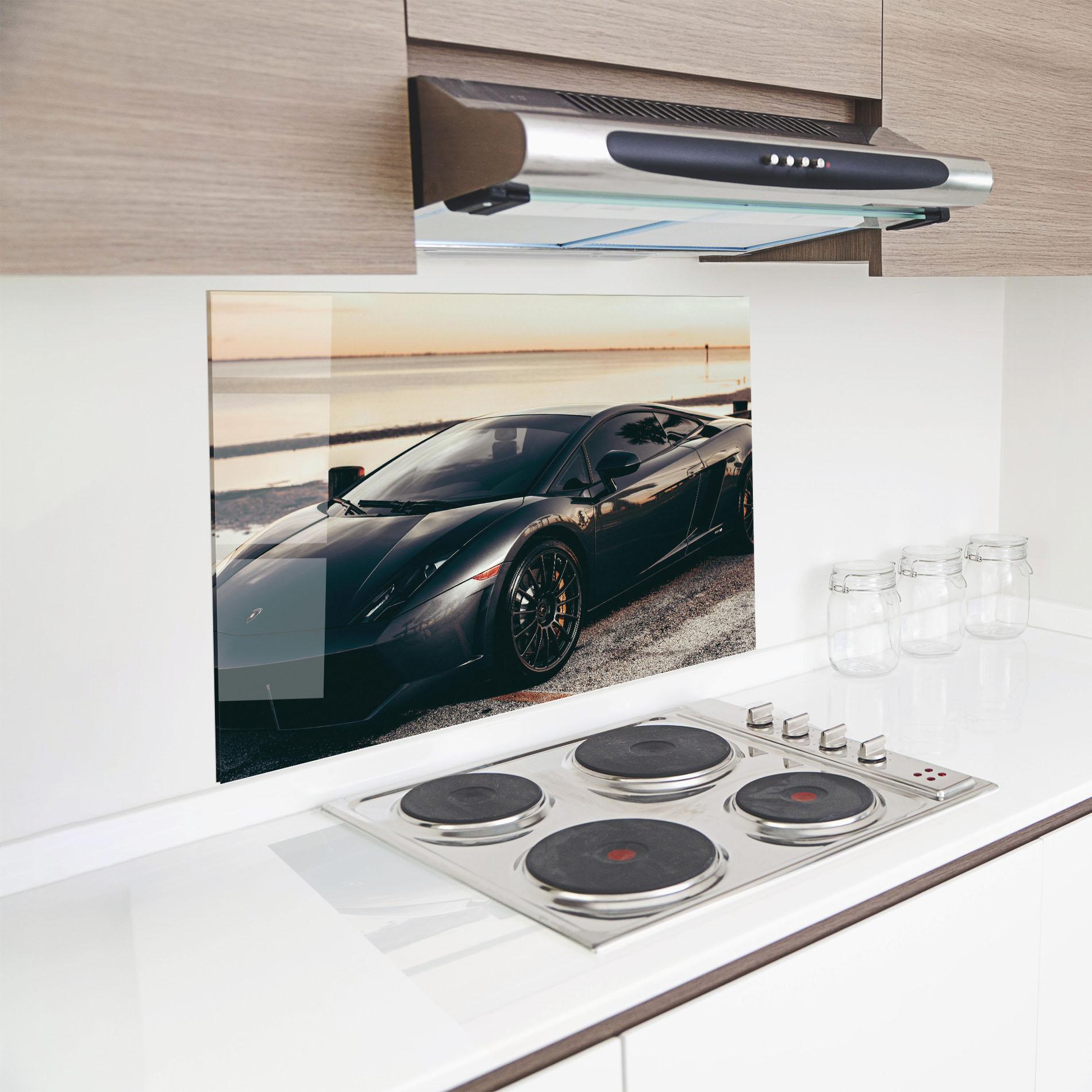 Panou Sticla Bucatarie Black Lambo Sea mockup 8