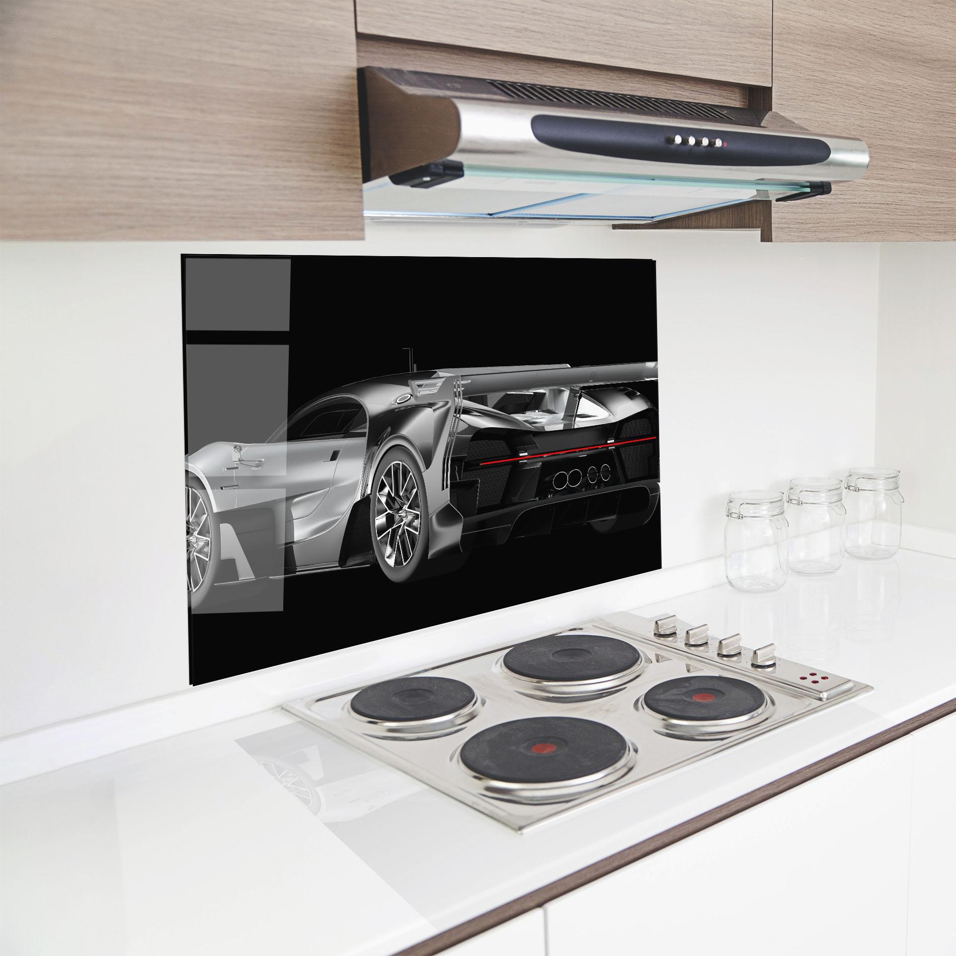 Panou Sticla Bucatarie Black Rear Hypercar mockup 8