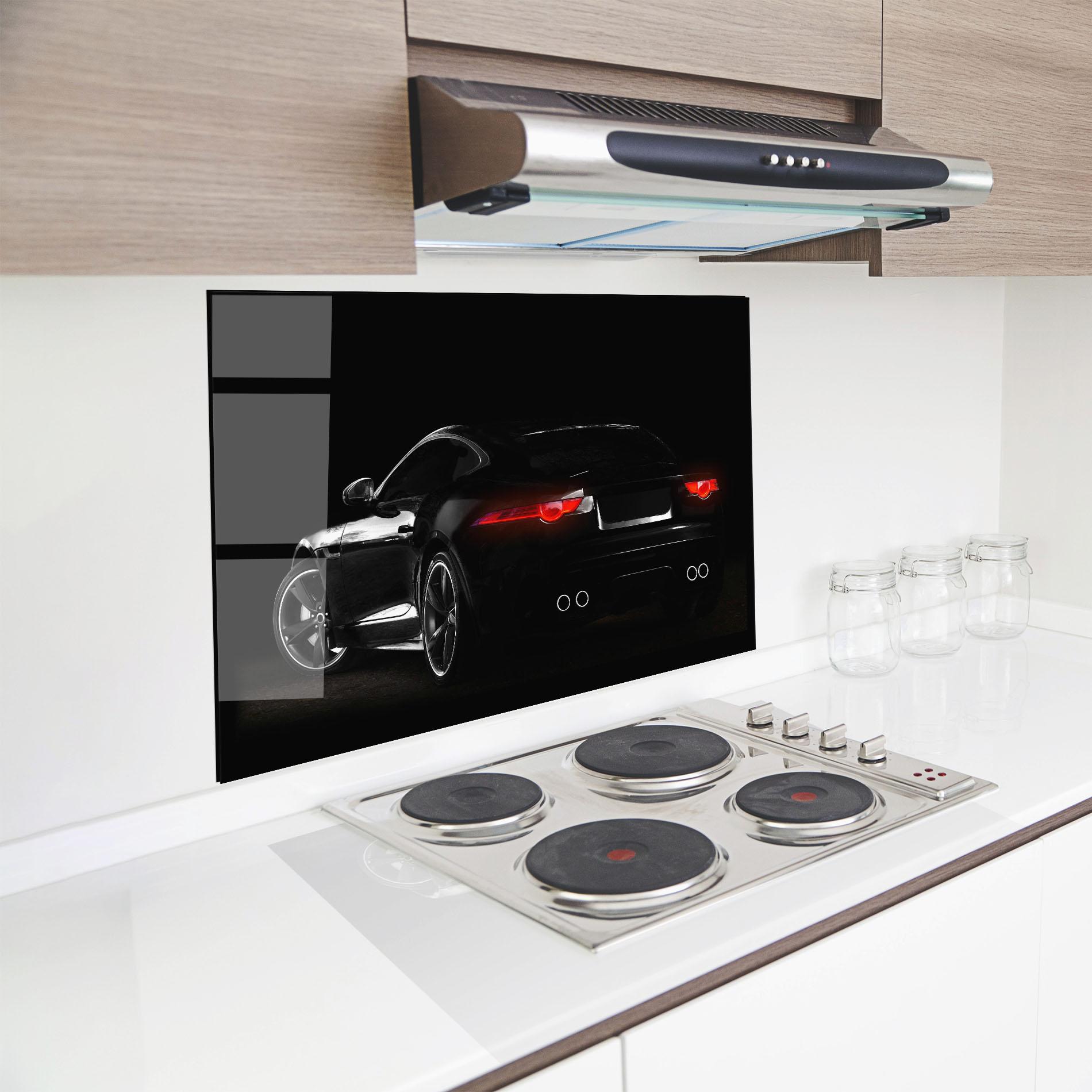 Panou Sticla Bucatarie Black Silhouette Car mockup 8