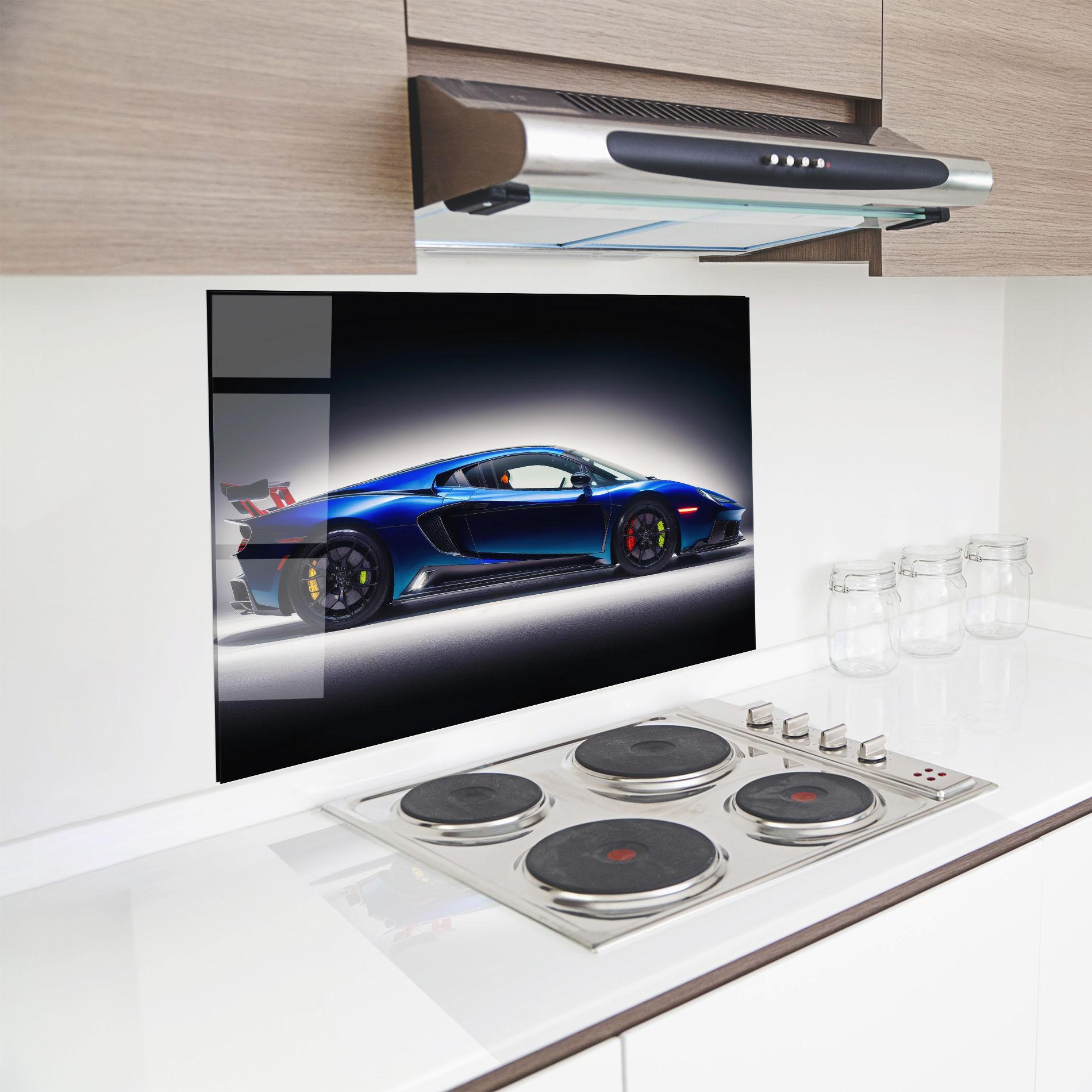 Panou Sticla Bucatarie Blue Hypercar Side mockup 8